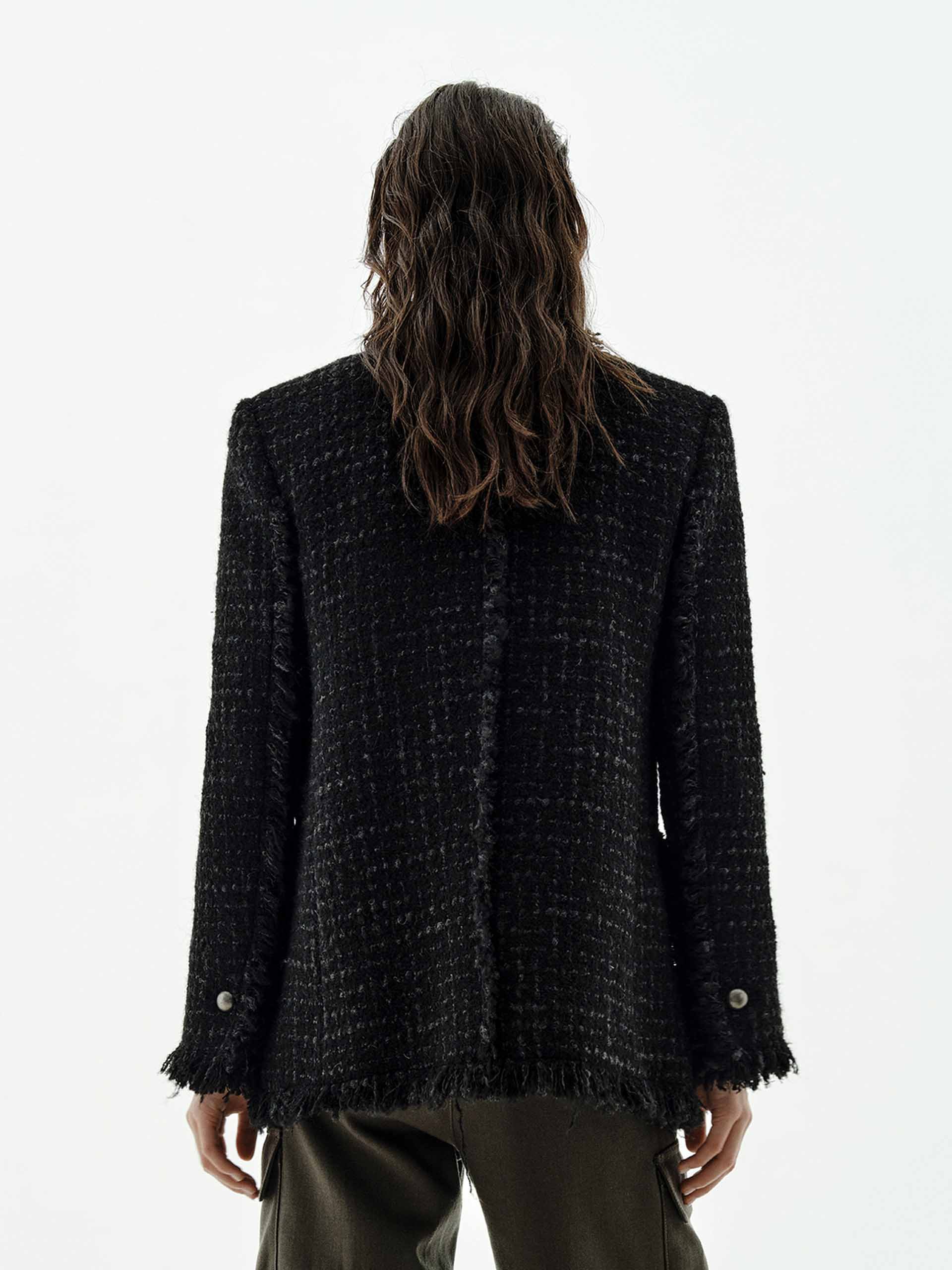 Raw Hem Tweed Coat