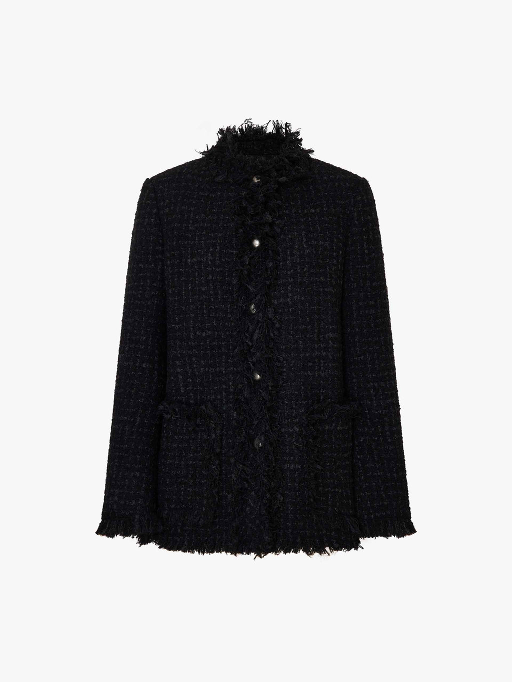 Raw Hem Tweed Coat