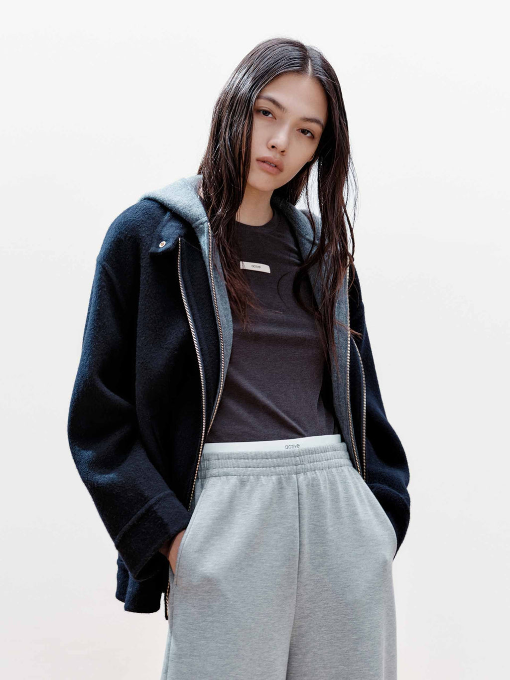 Layered Detail Wool Blend Coat