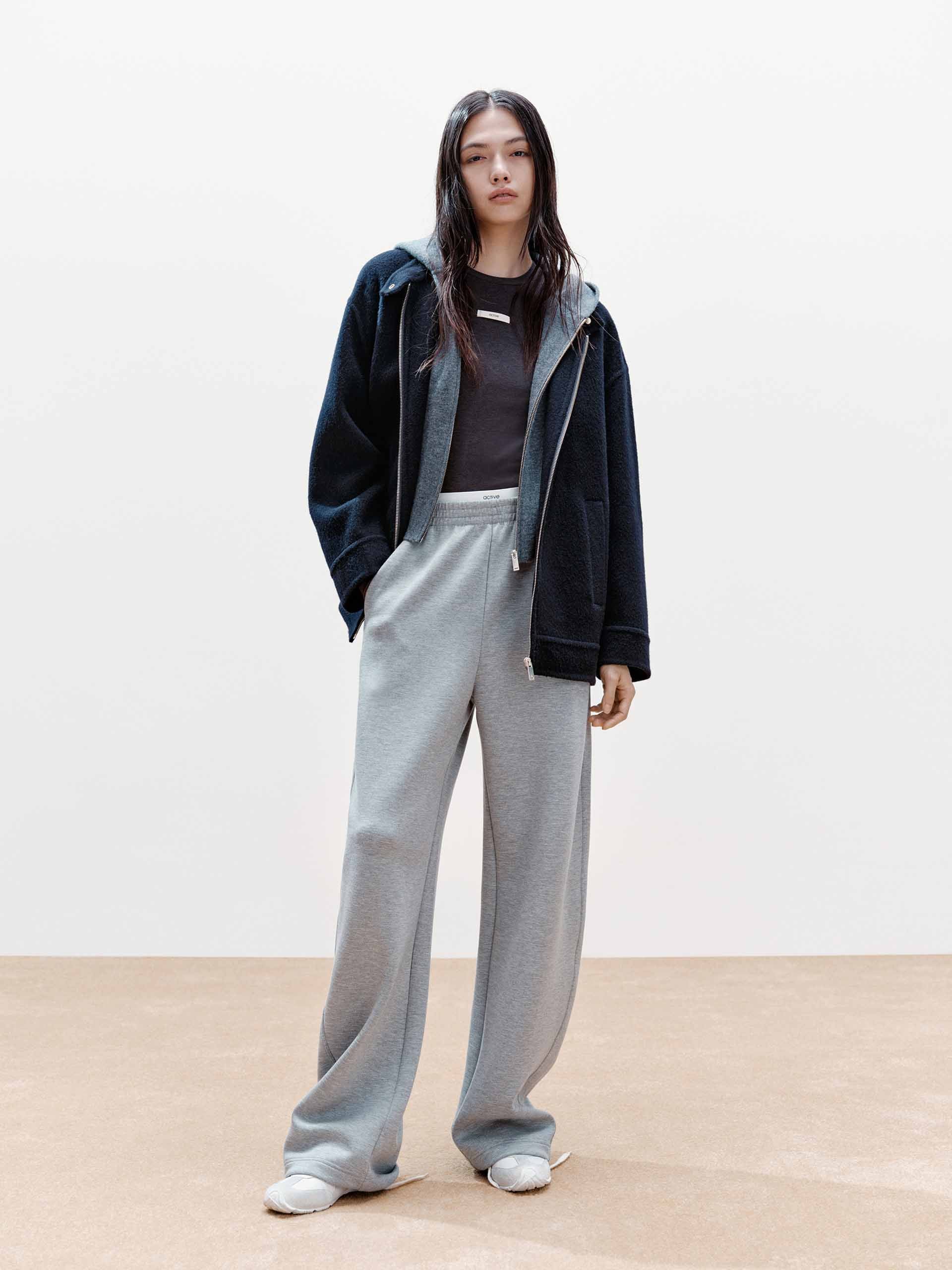Layered Detail Wool Blend Coat