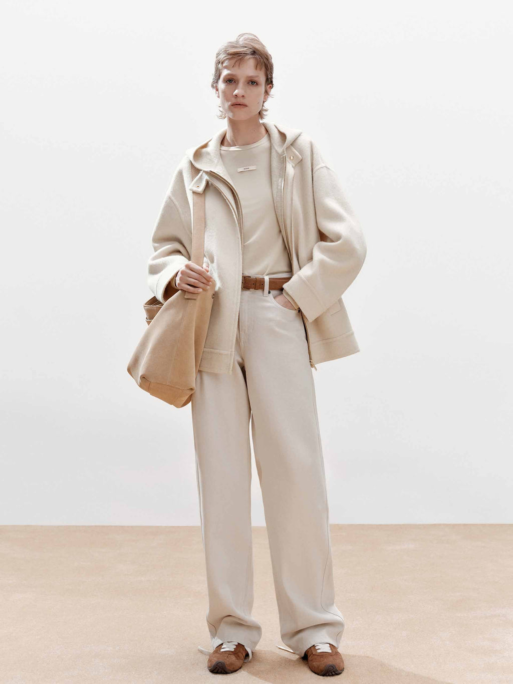 Layered Detail Wool Blend Coat