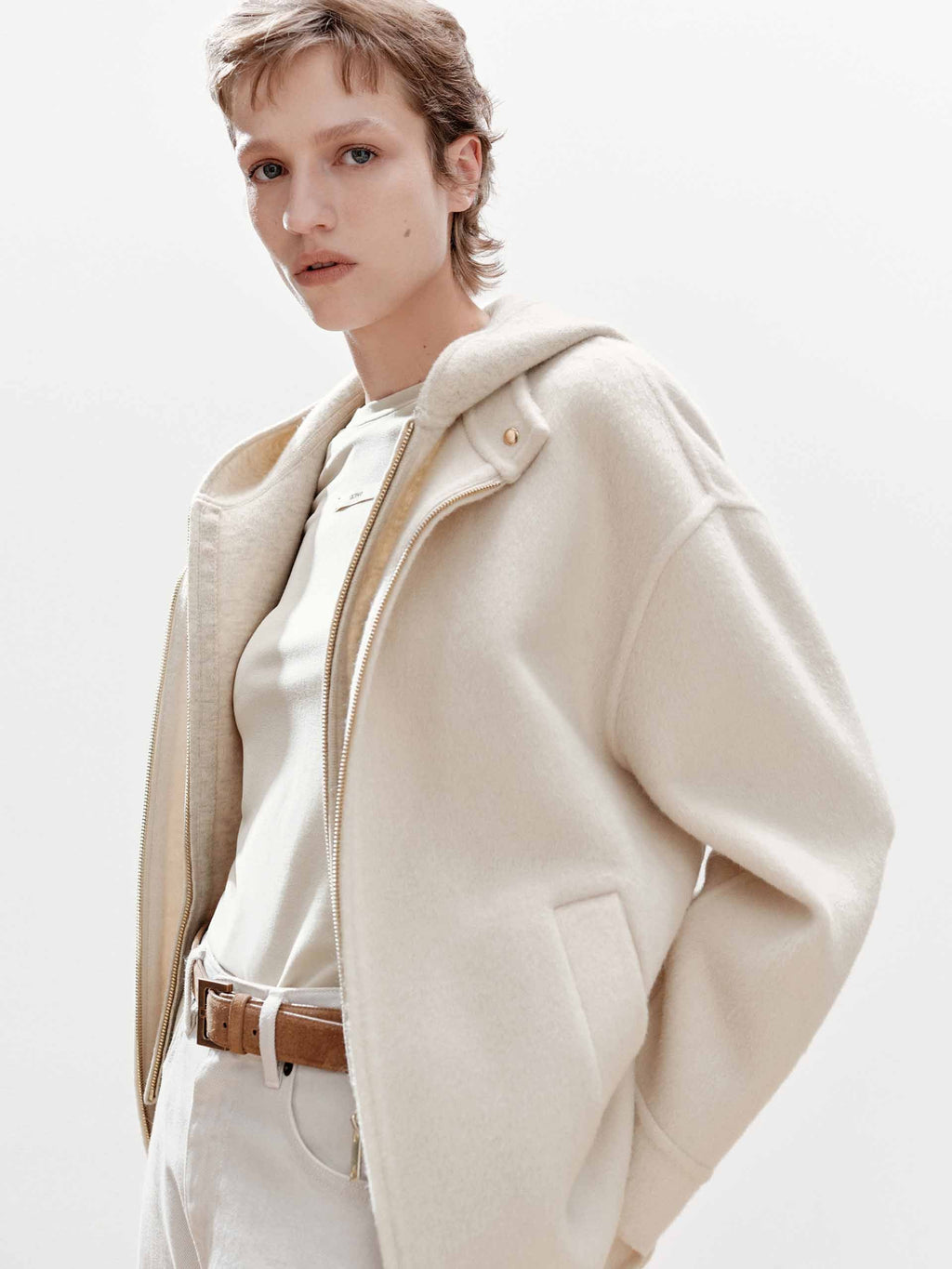 Layered Detail Wool Blend Coat