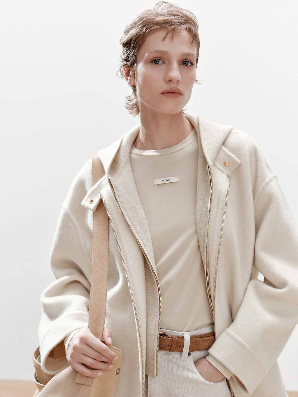 Layered Detail Wool Blend Coat