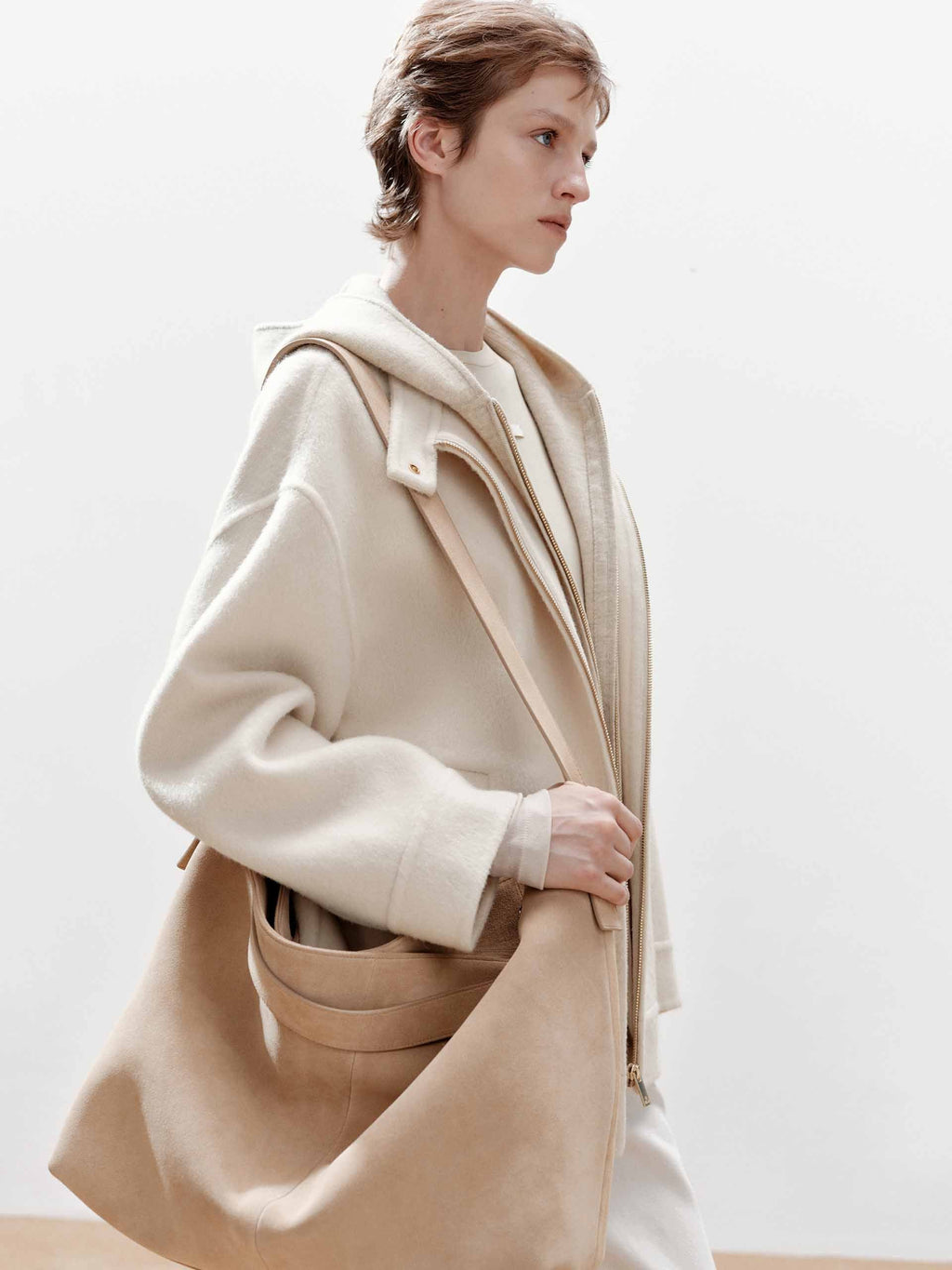 Layered Detail Wool Blend Coat