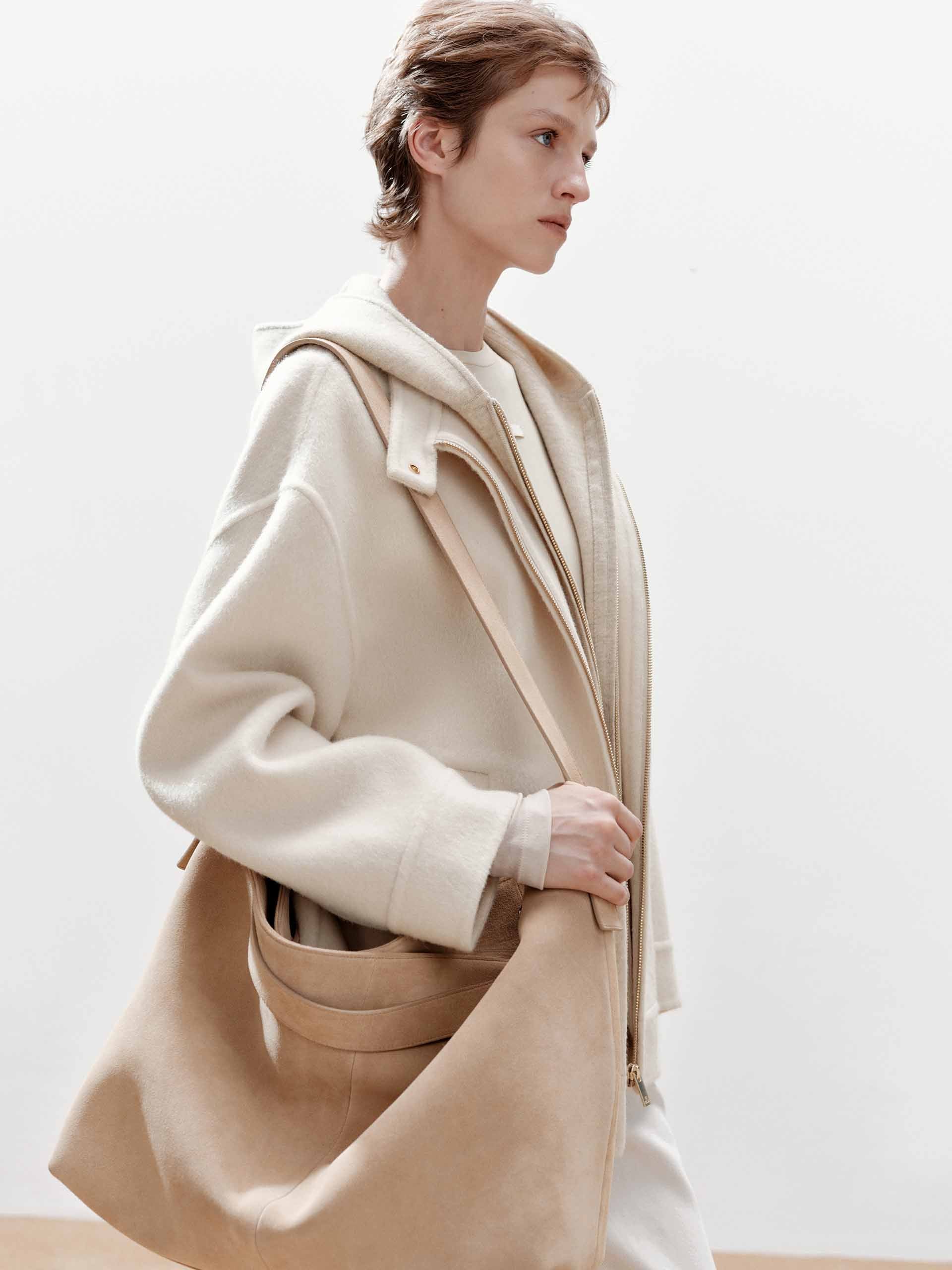 Layered Detail Wool Blend Coat