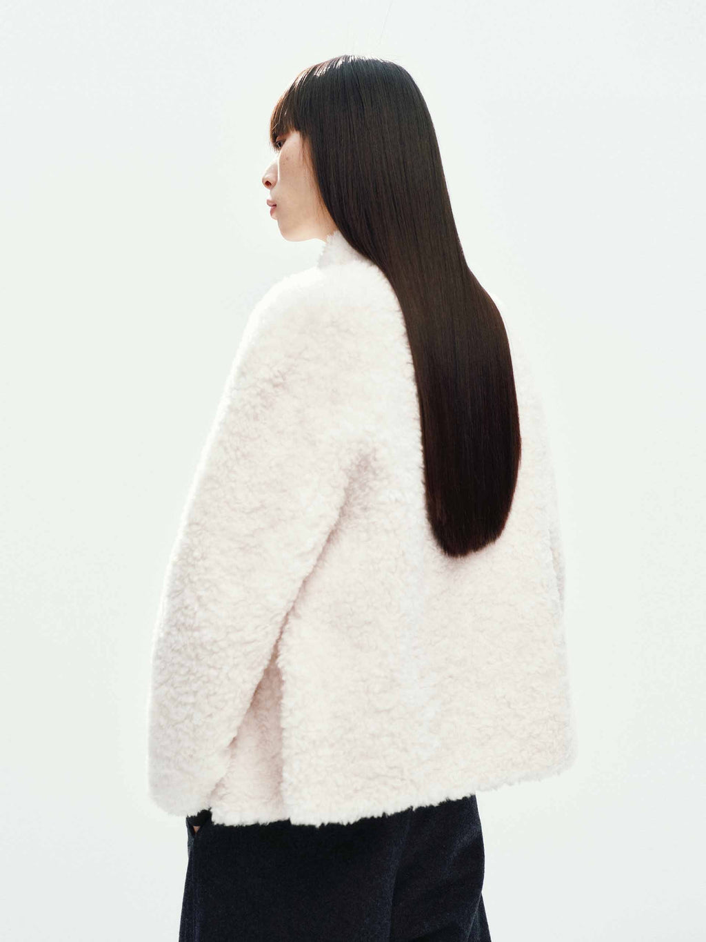 Faux Shearling Zipper Coat