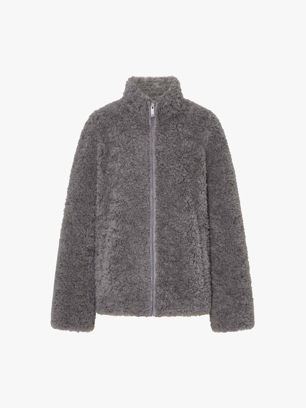 Faux Shearling Zipper Coat