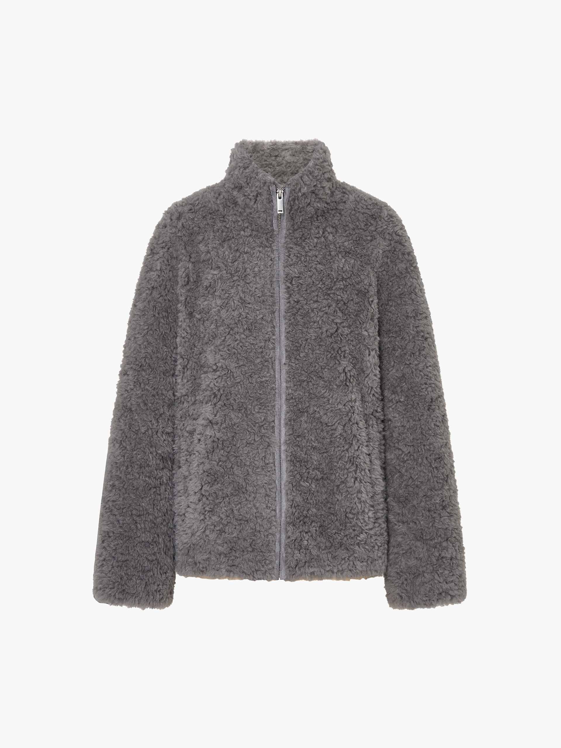 Faux Shearling Zipper Coat