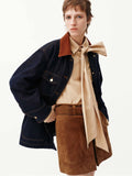 Wool Collar Denim Coat
