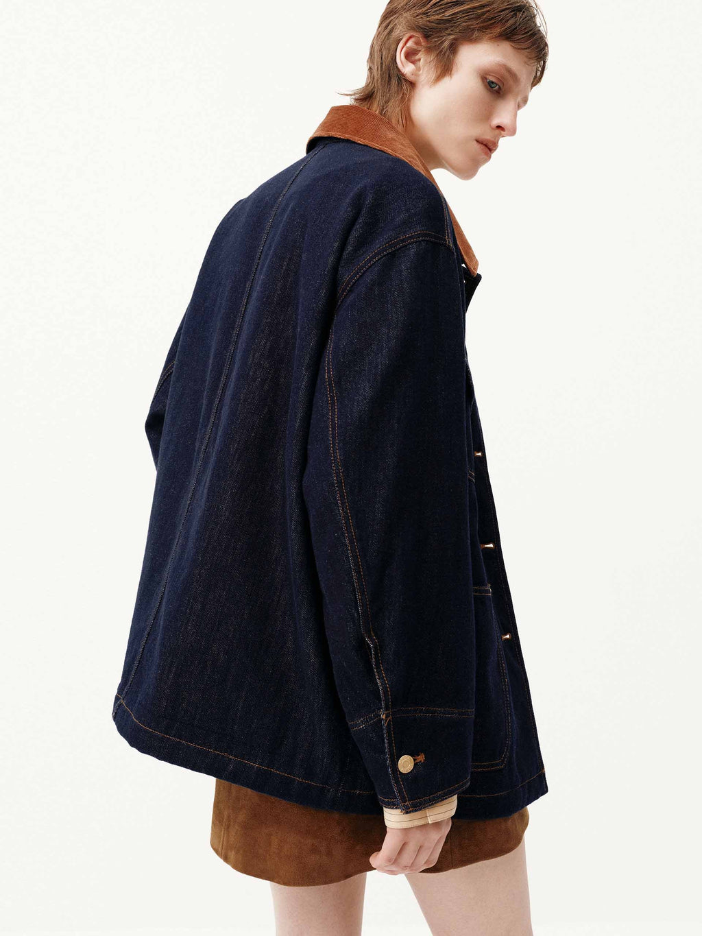 Wool Collar Denim Coat