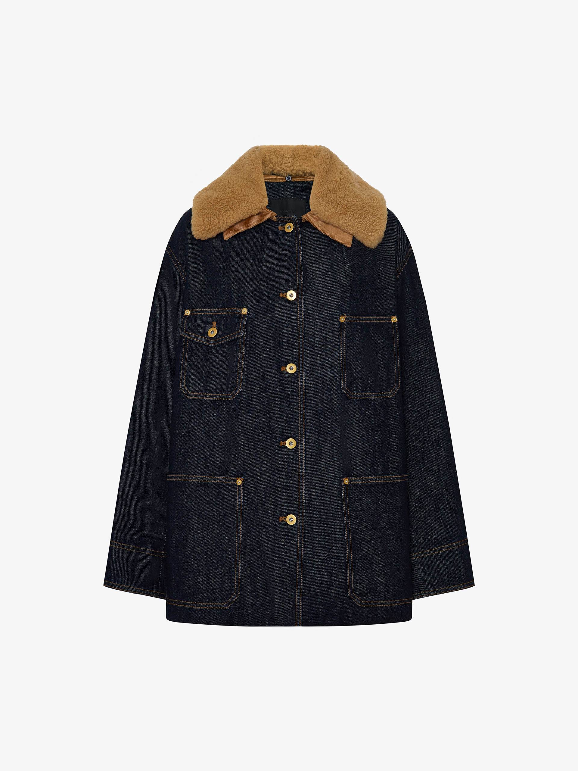Wool Collar Denim Coat
