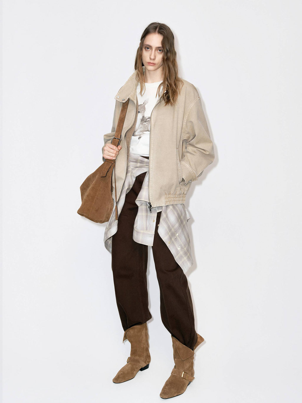 Mock Neck Denim Coat