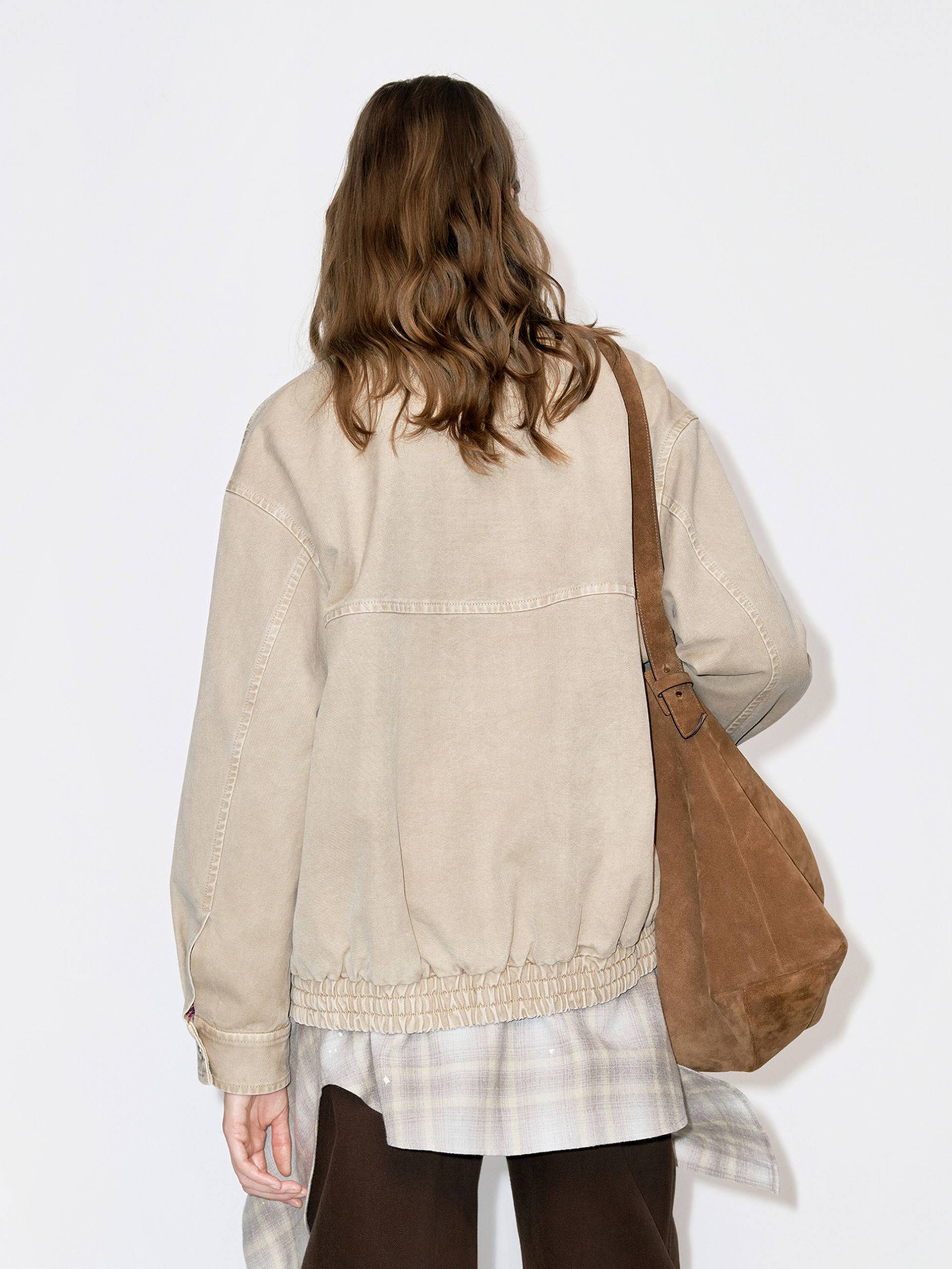 Mock Neck Denim Coat