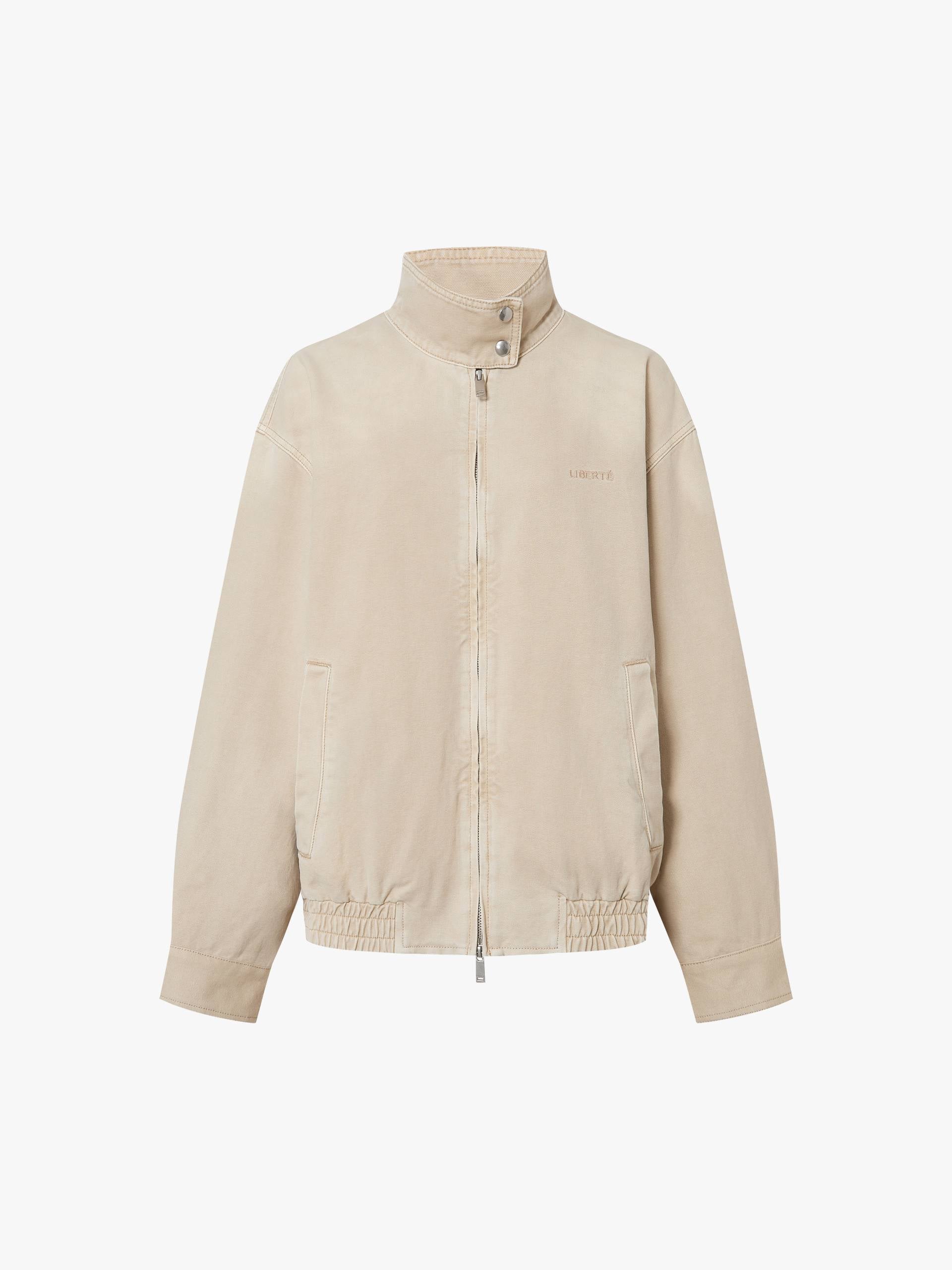 Mock Neck Denim Coat