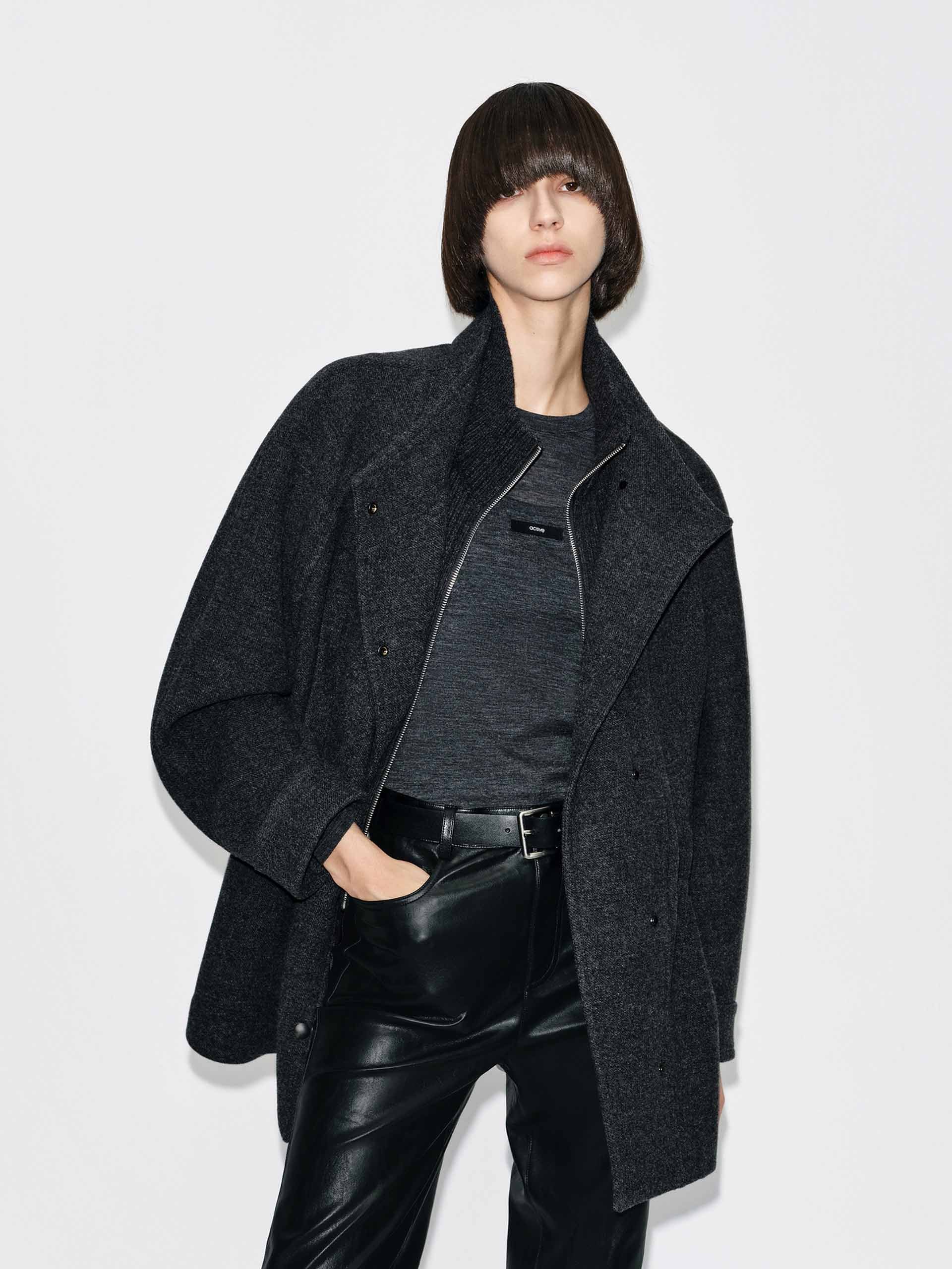Knitted Paneled Wool Coat