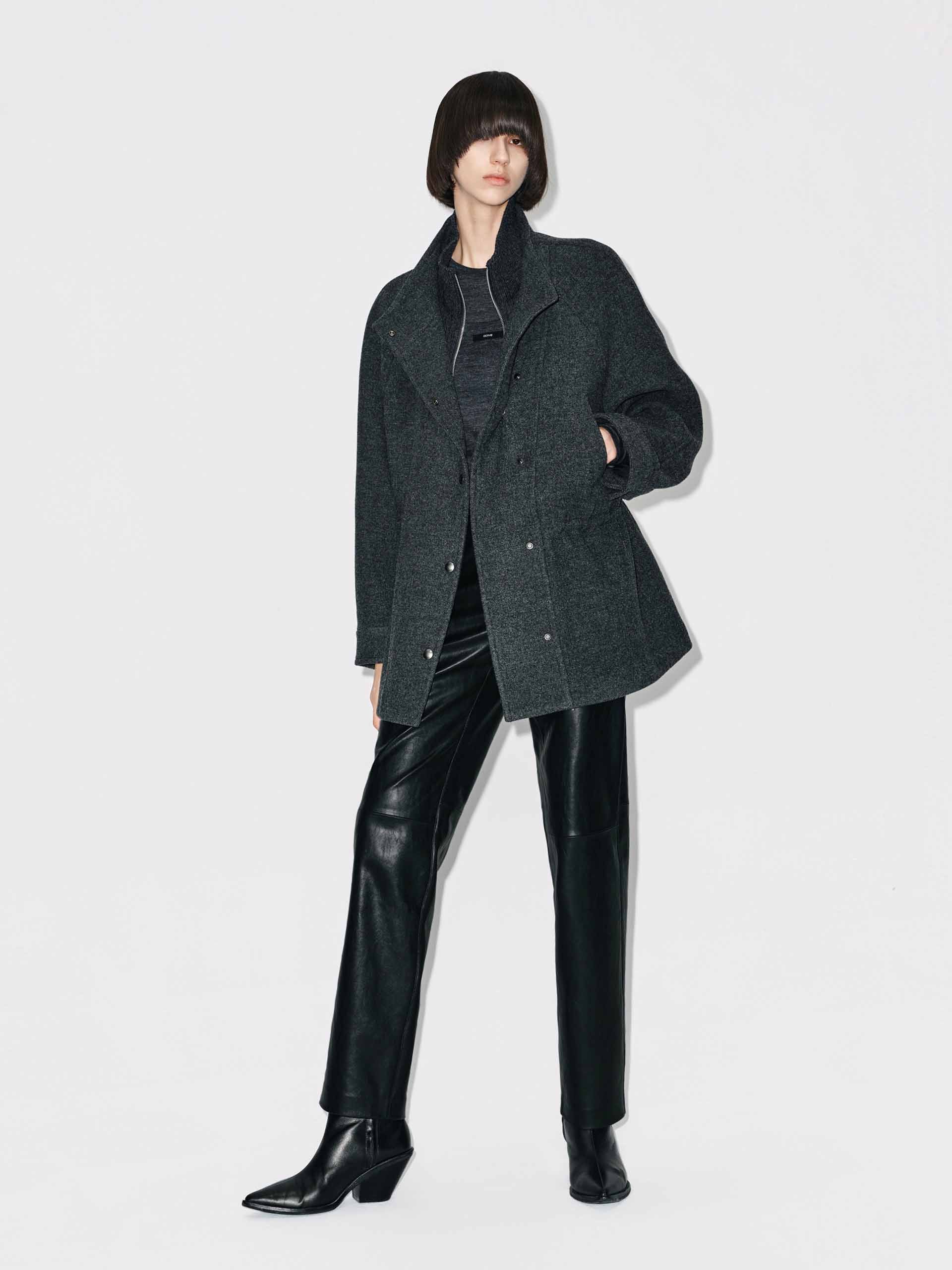 Knitted Paneled Wool Coat