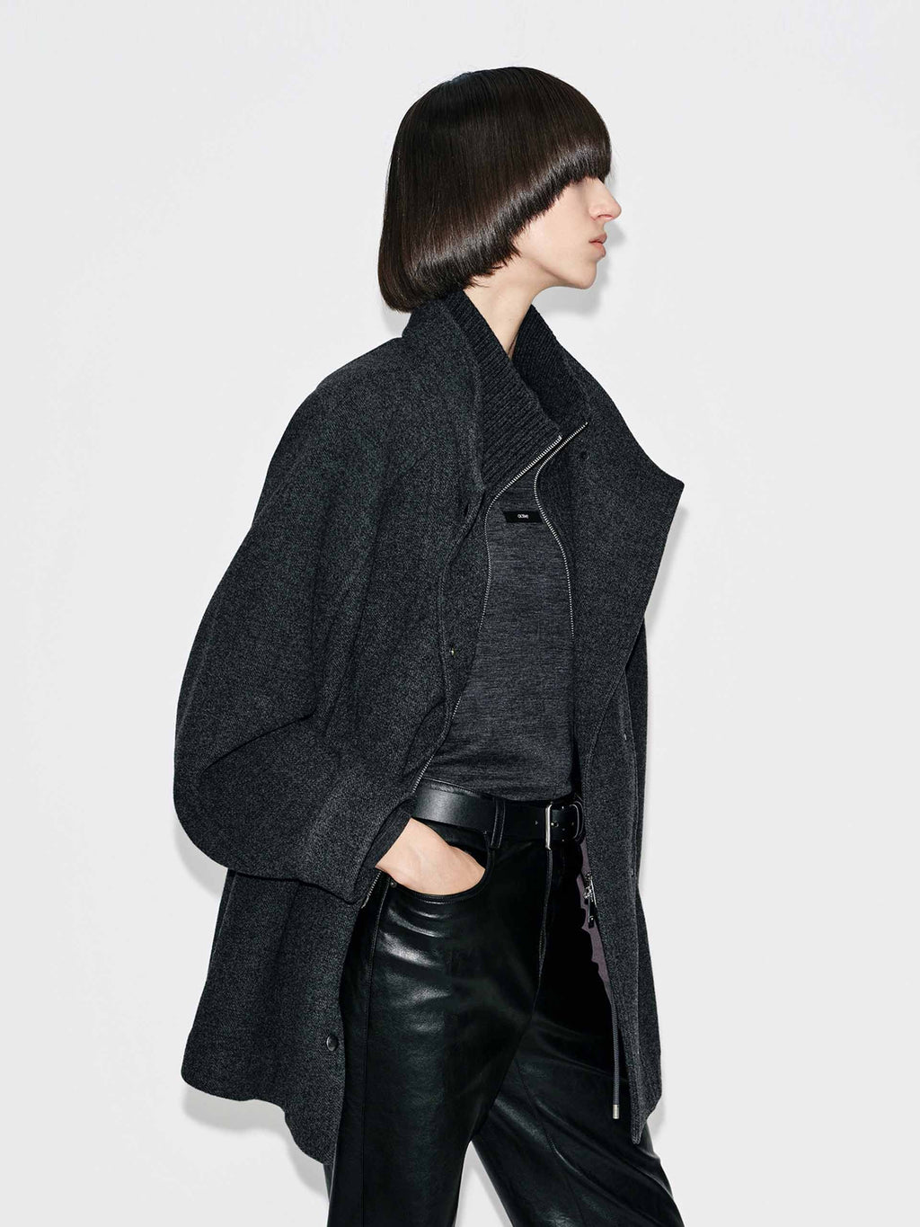 Knitted Paneled Wool Coat