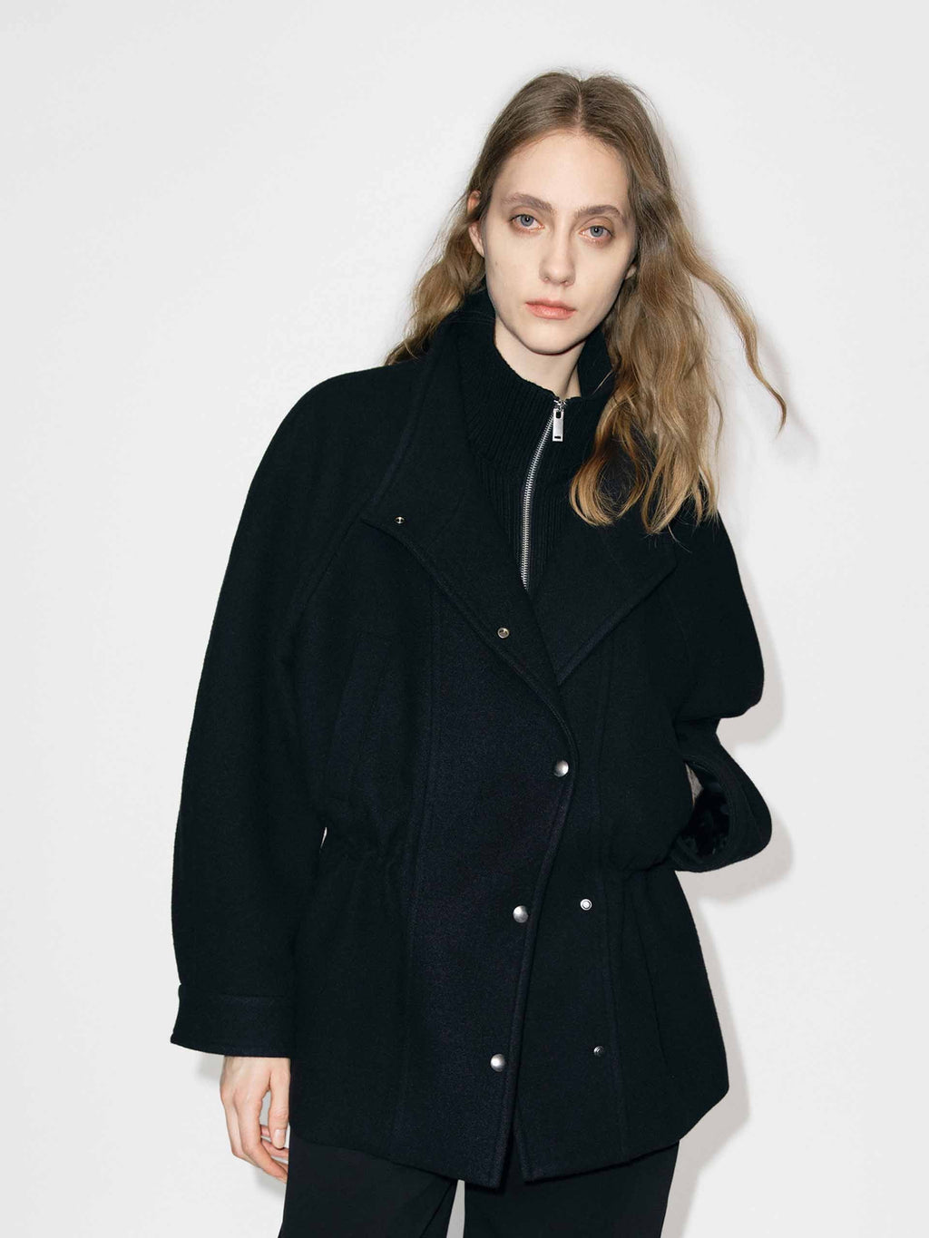 Knitted Paneled Wool Coat