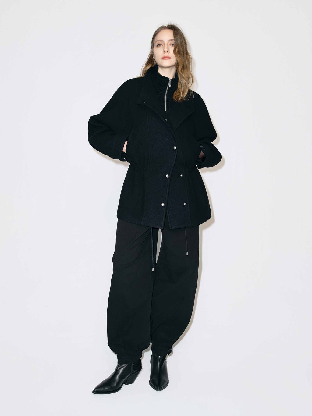 Knitted Paneled Wool Coat
