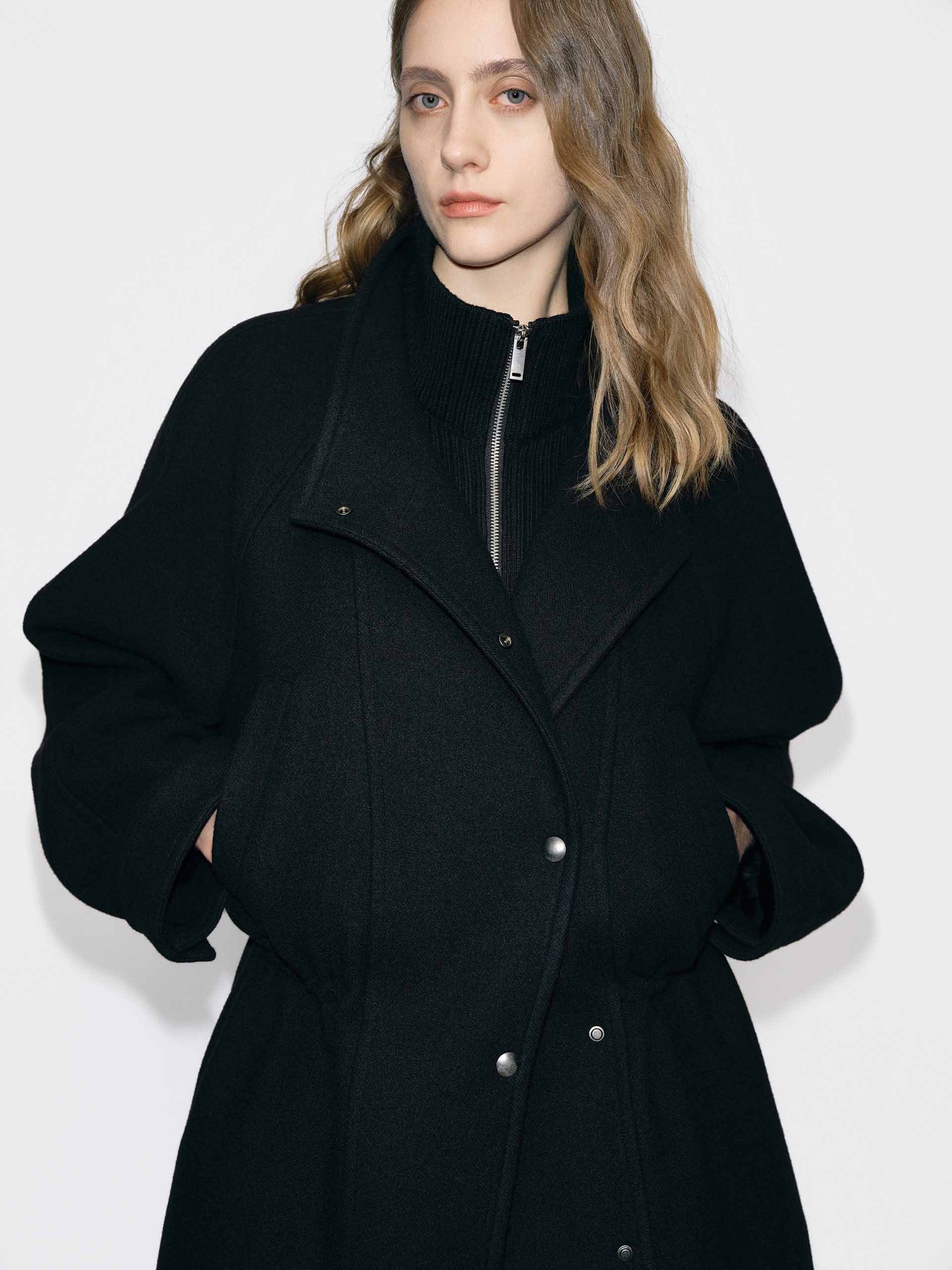 Knitted Paneled Wool Coat