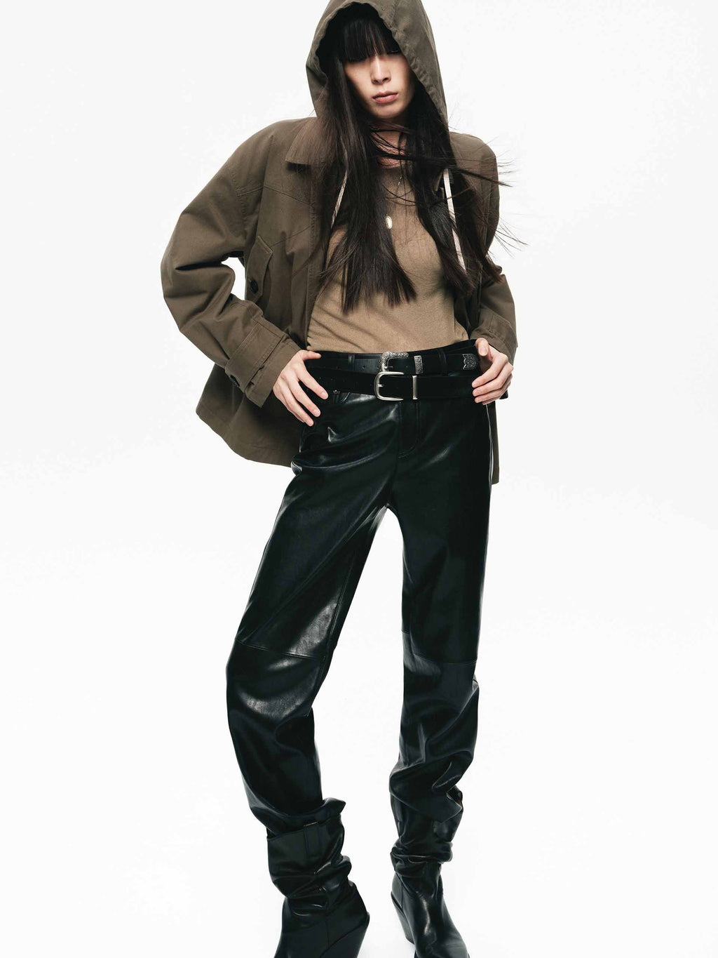 Cotton Blend Hooded Coat