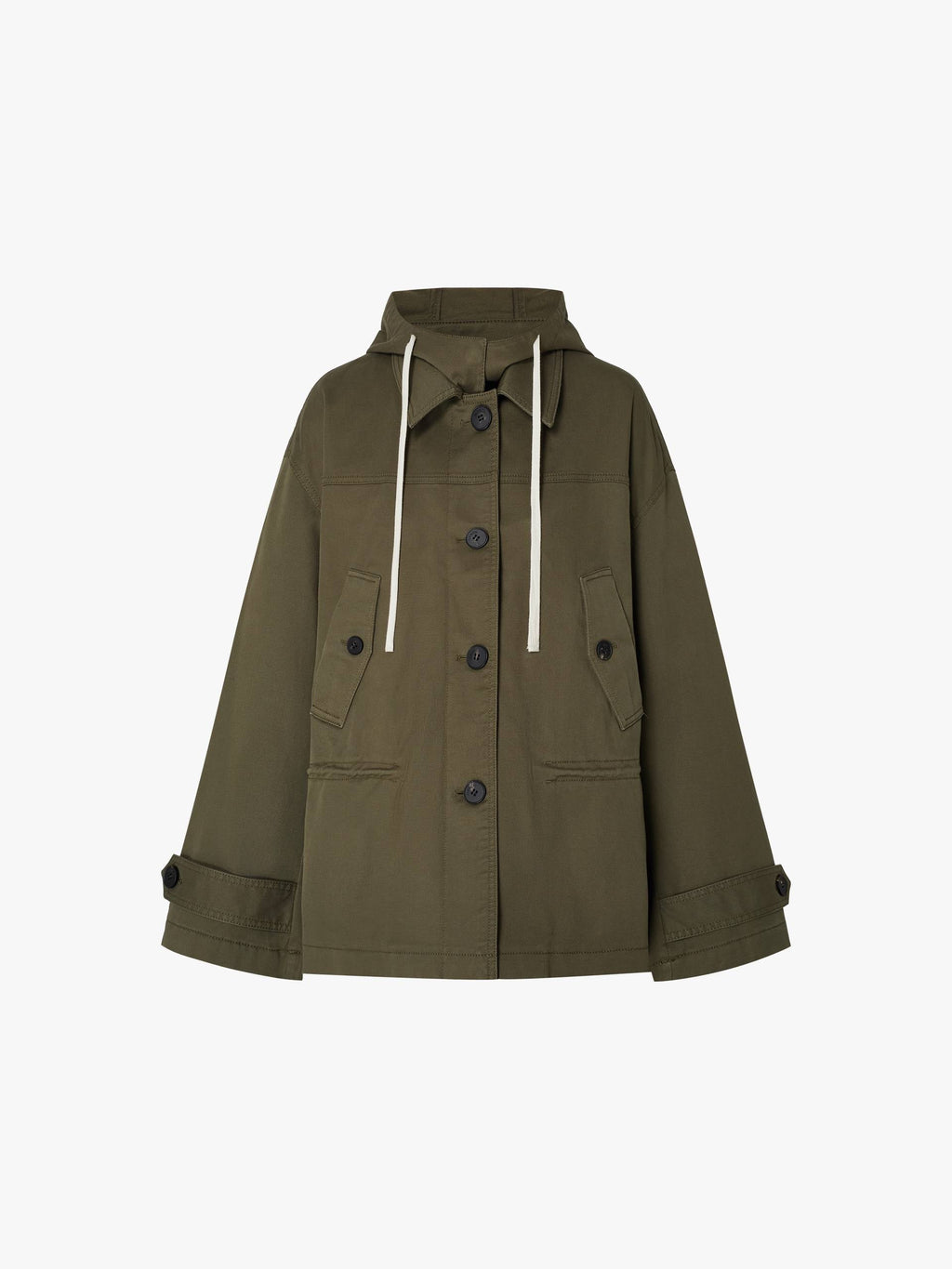 Cotton Blend Hooded Coat