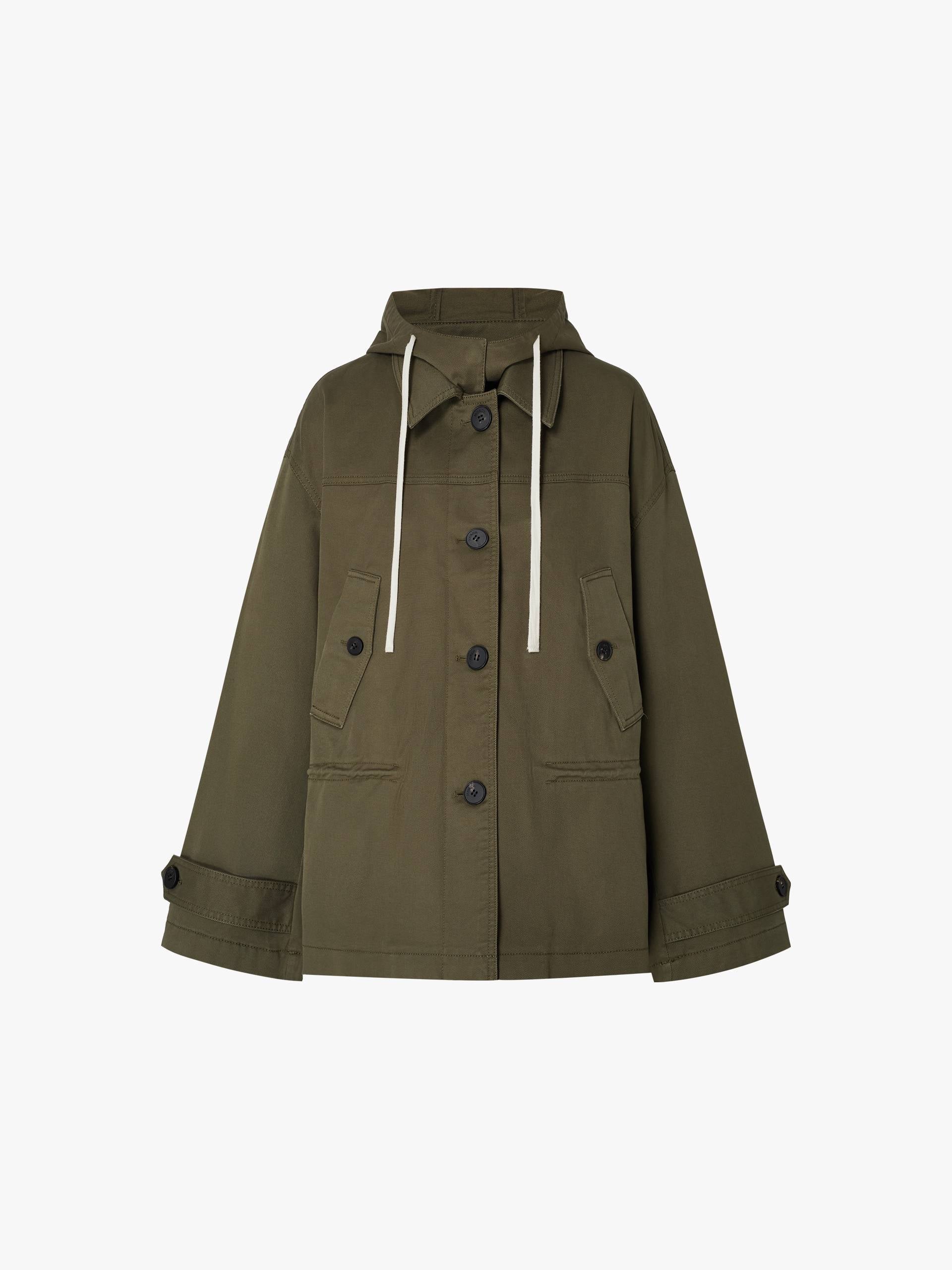 Cotton Blend Hooded Coat