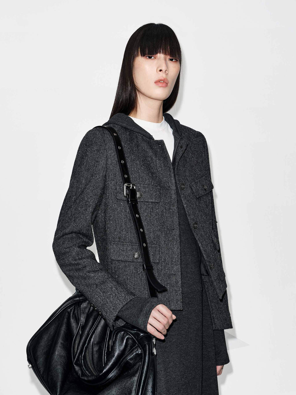 Cropped Fit Wool Coat