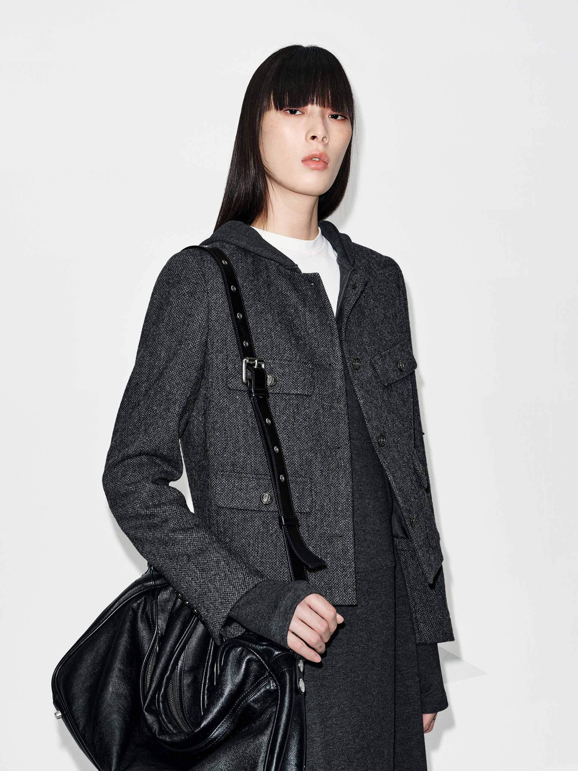 Cropped Fit Wool Coat