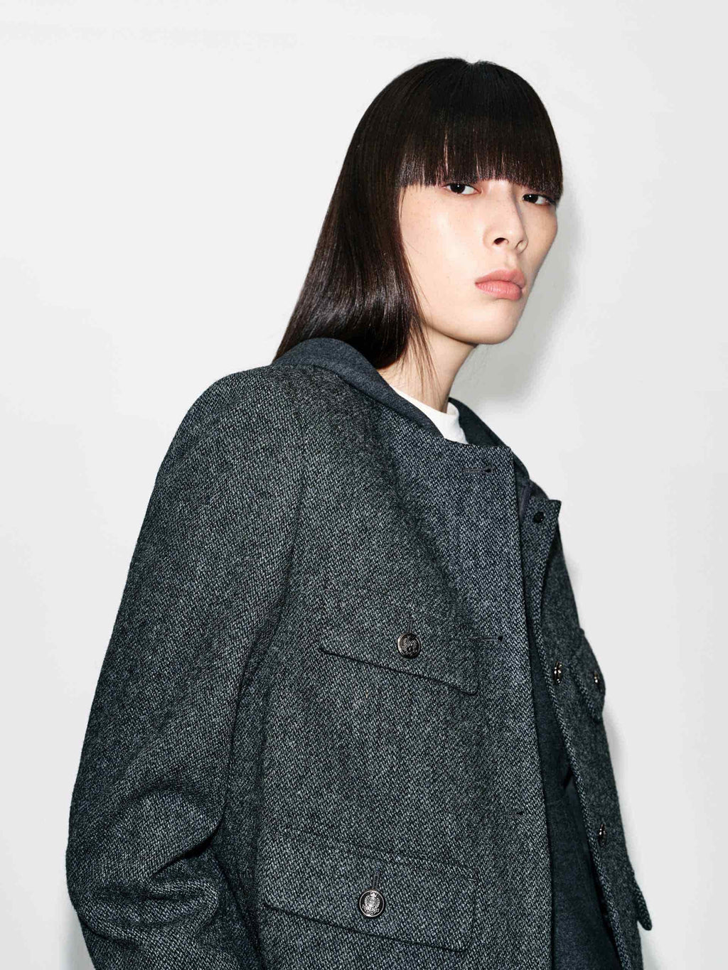 Cropped Fit Wool Coat