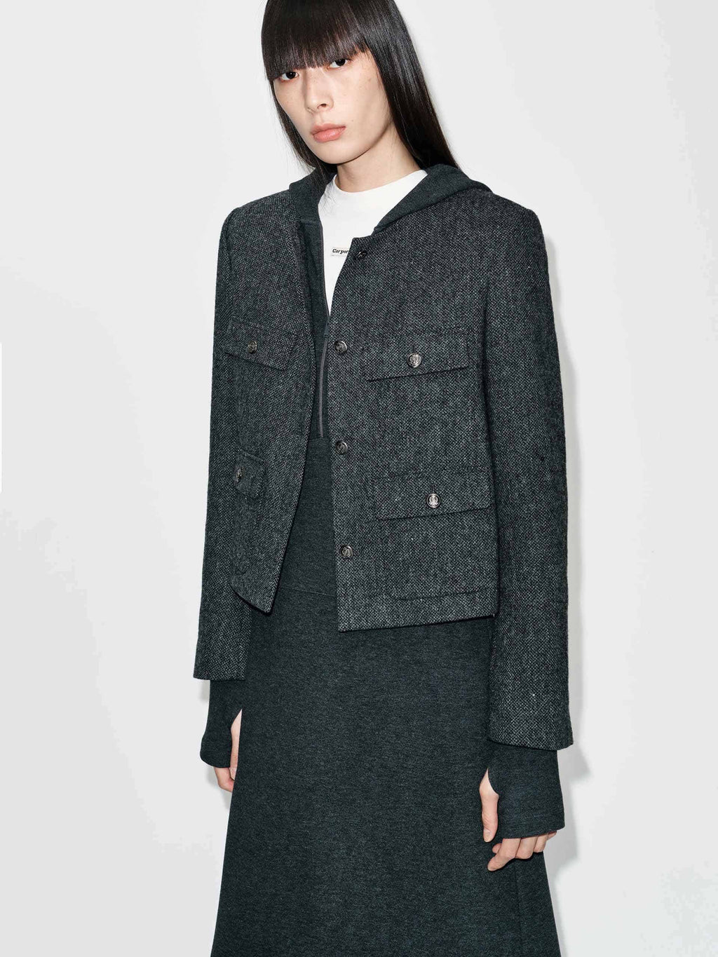 Cropped Fit Wool Coat