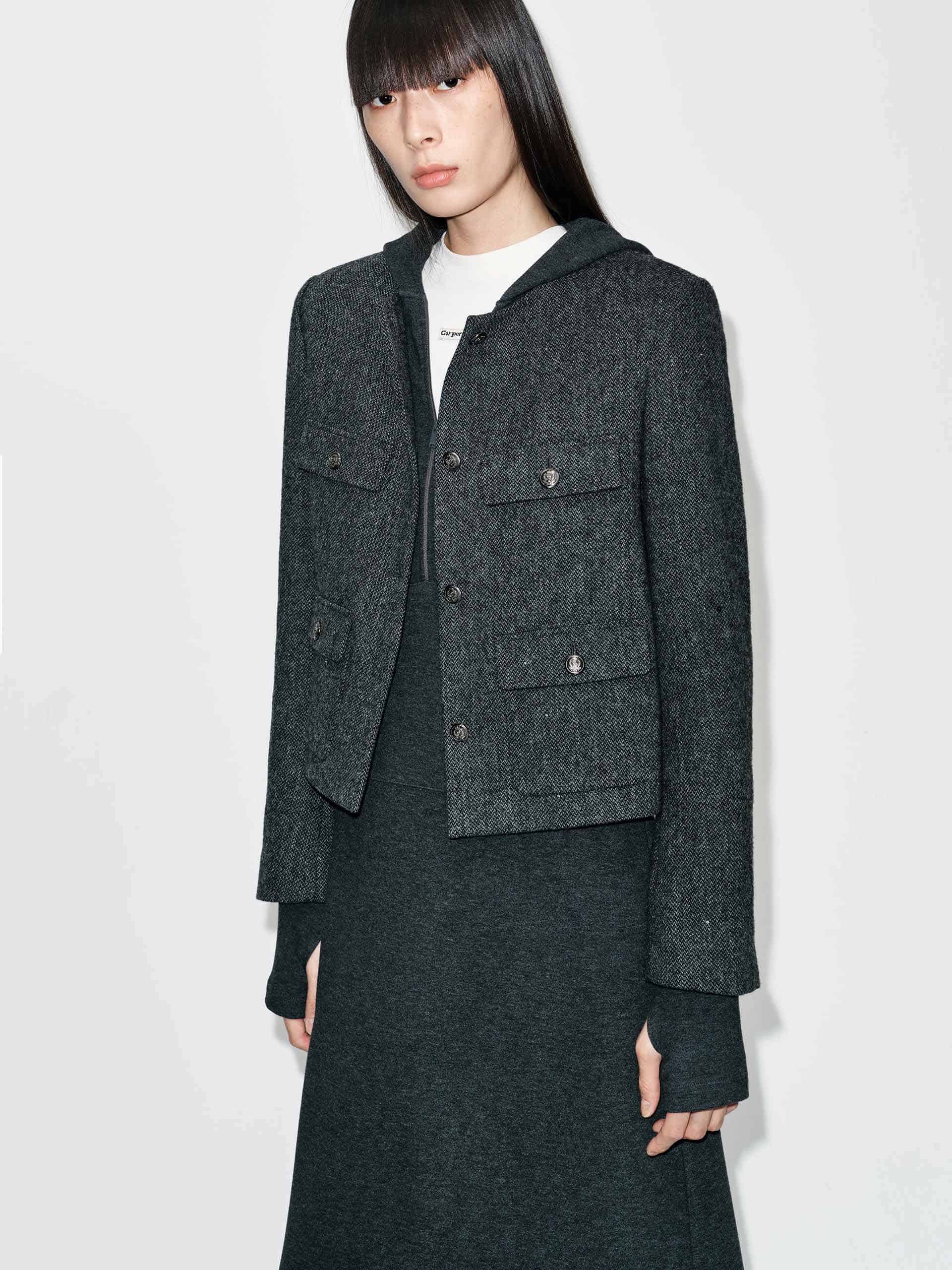 Cropped Fit Wool Coat