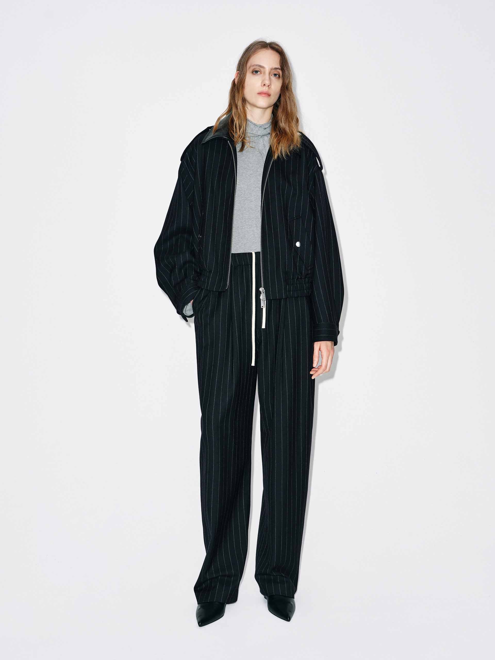 Pinstripe Wool Coat
