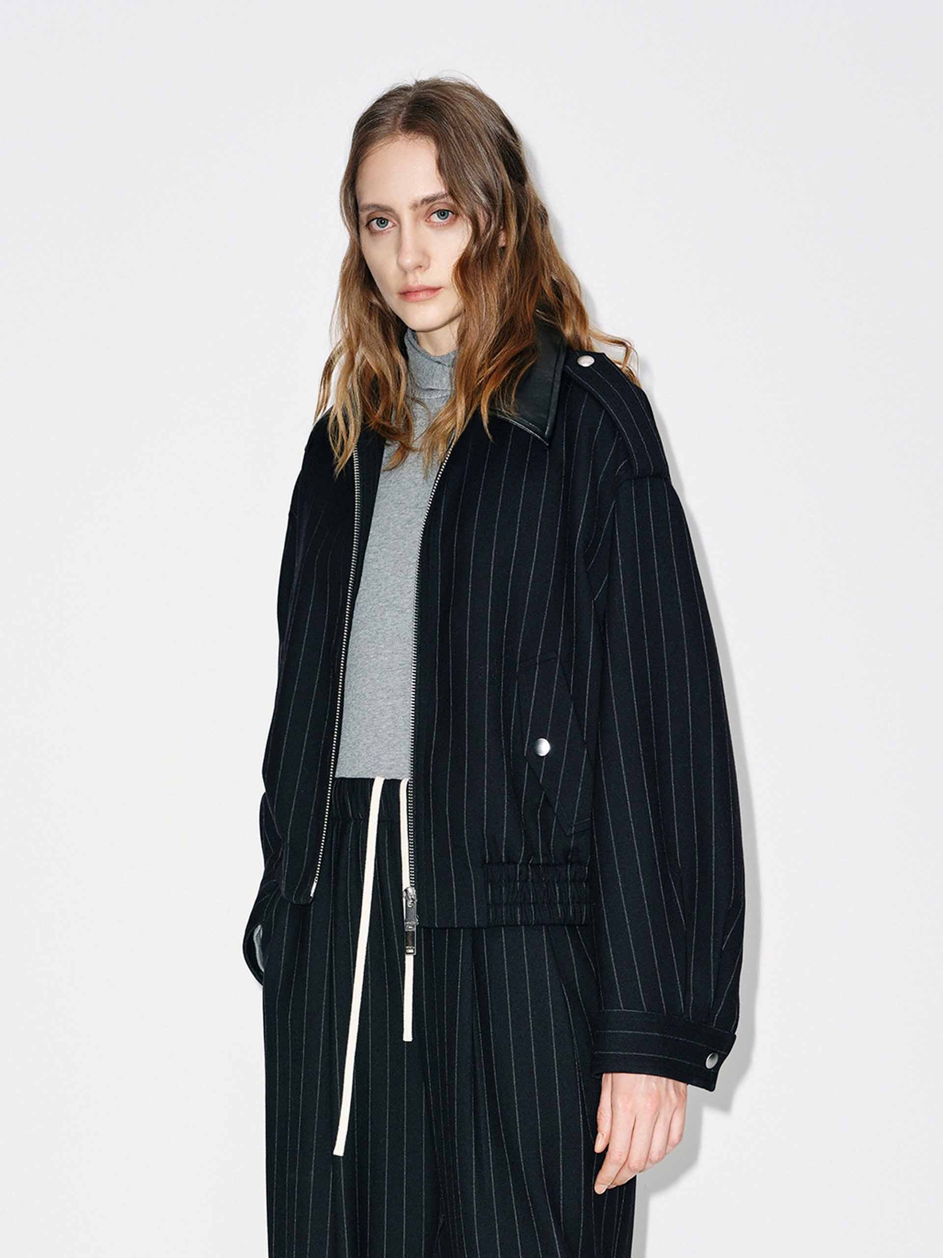 Pinstripe Wool Coat
