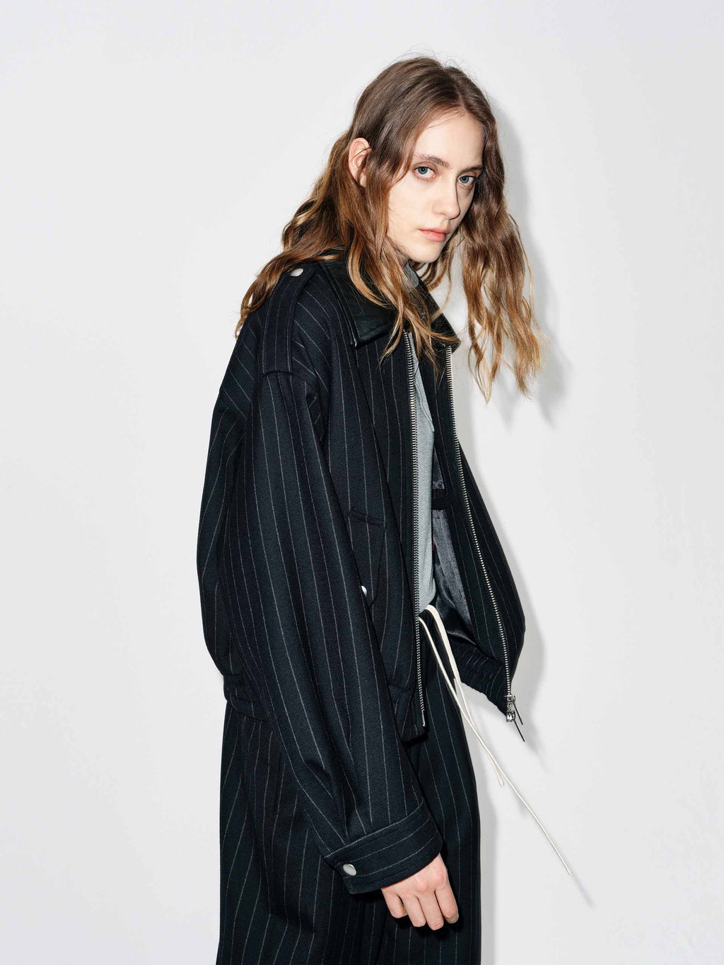 Pinstripe Wool Coat