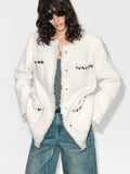 Collarless Tweed Coat