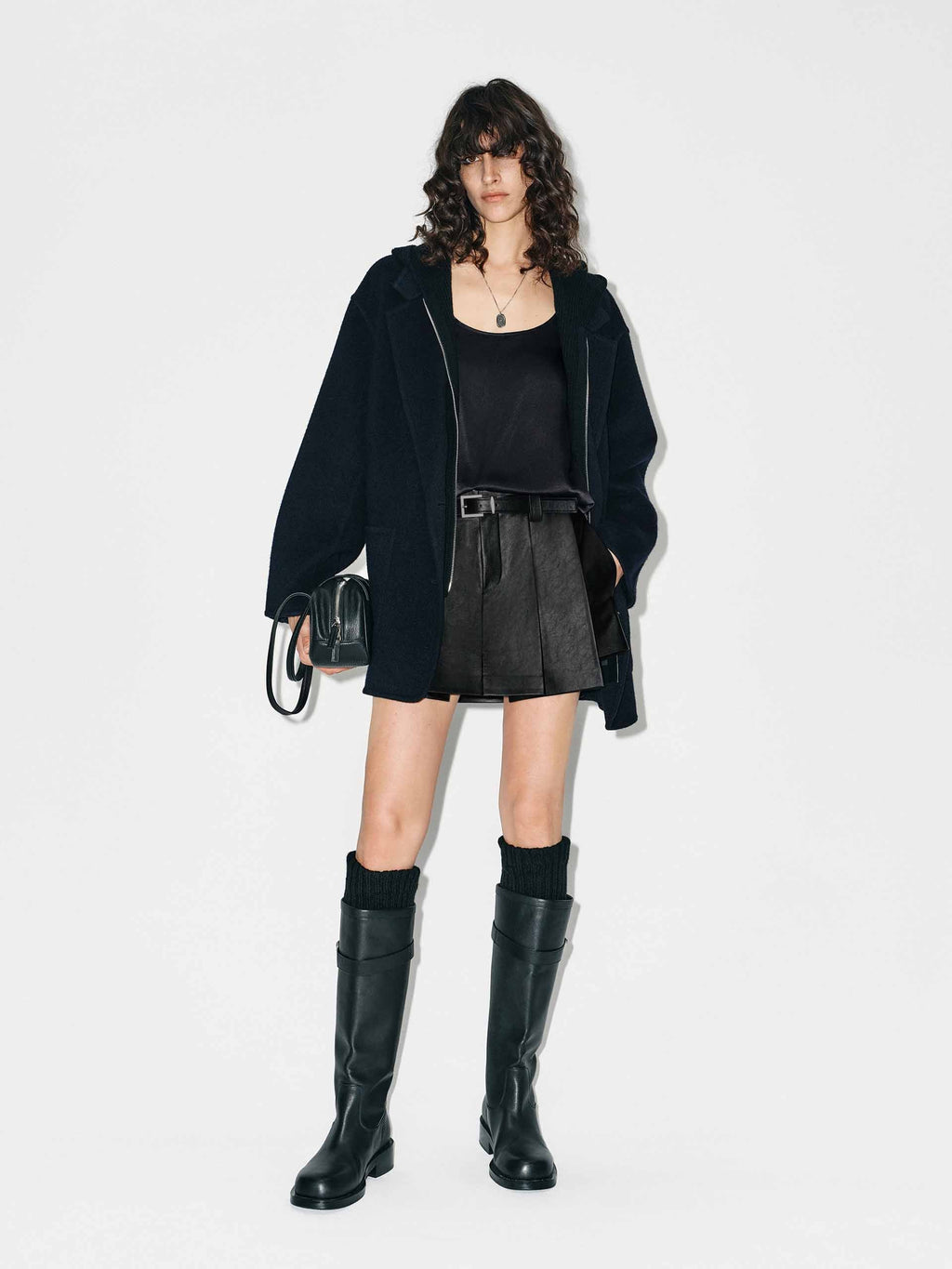 Wool Blend Hooded Coat