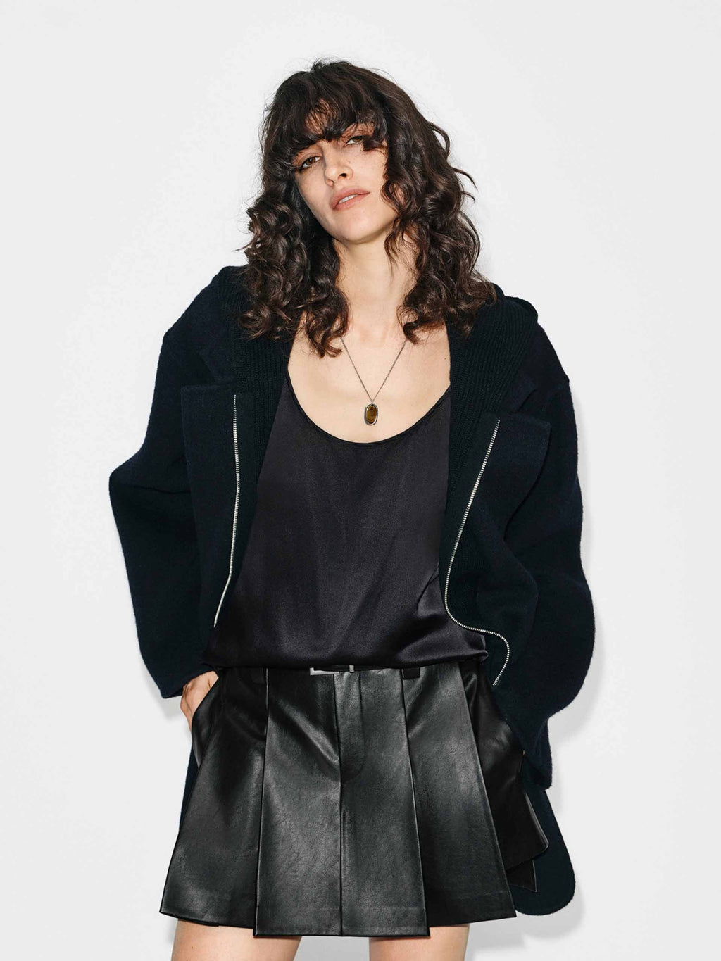 Wool Blend Hooded Coat