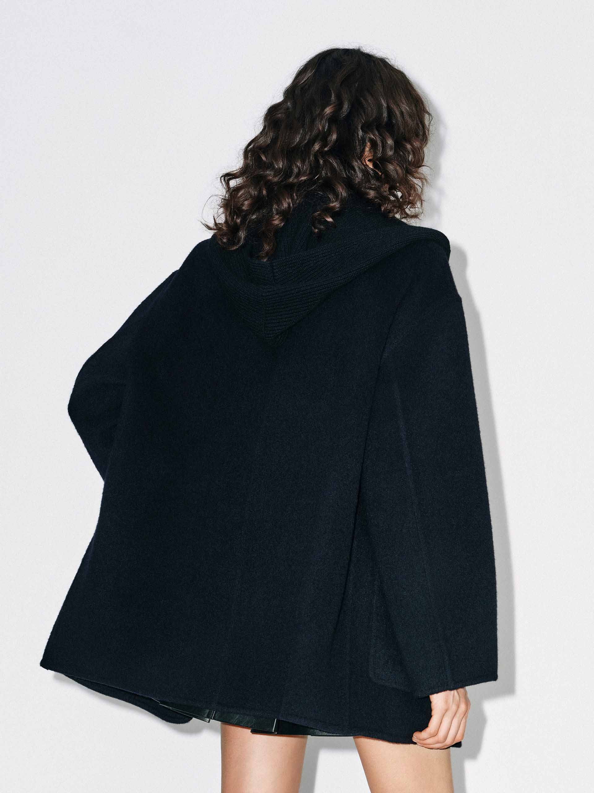 Wool Blend Hooded Coat