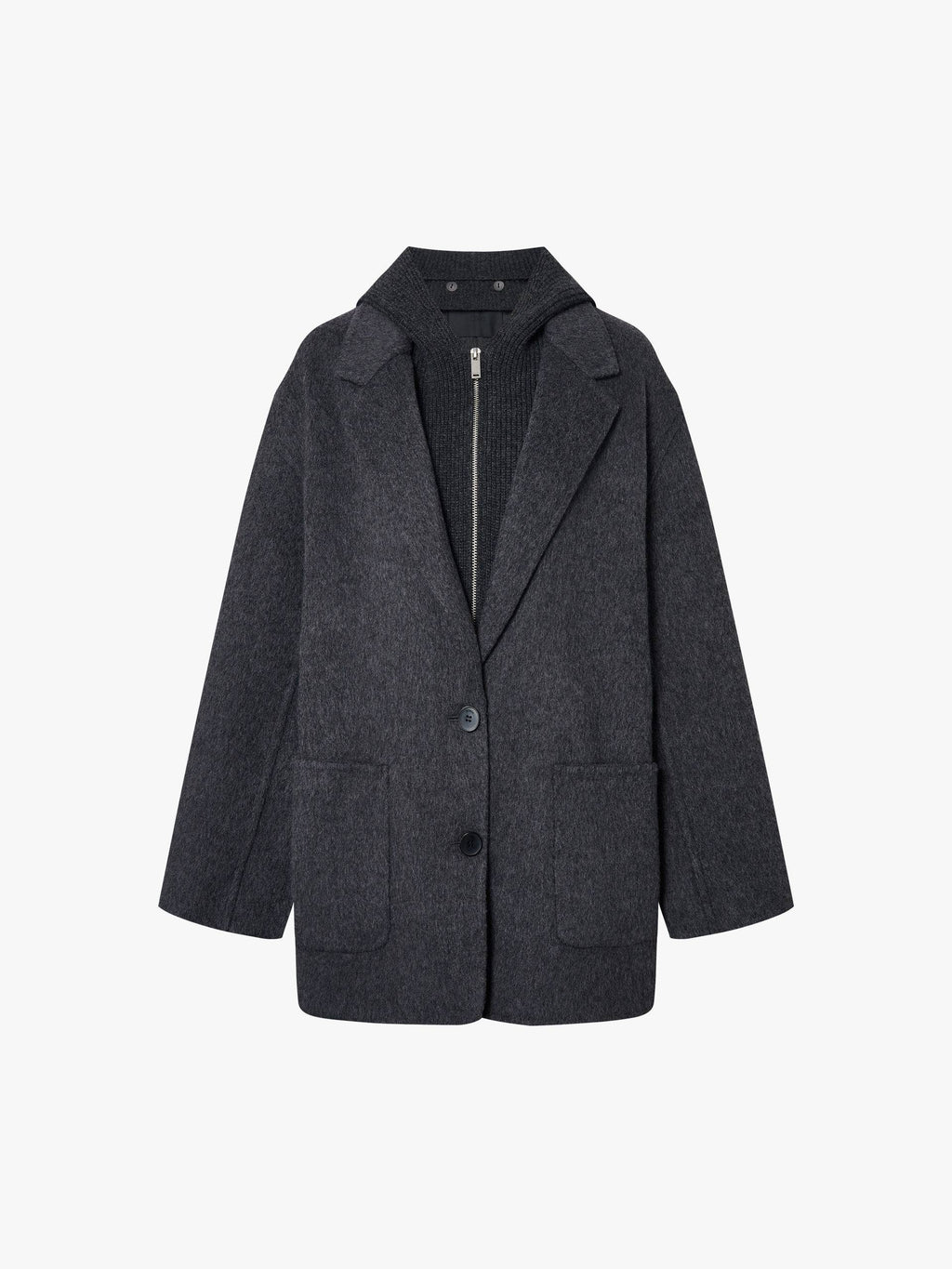 Wool Blend Hooded Coat