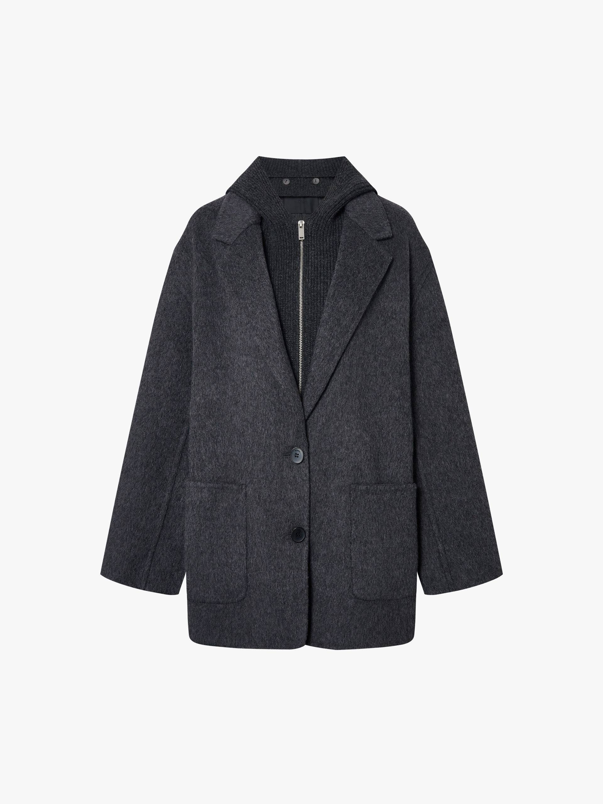 Wool Blend Hooded Coat