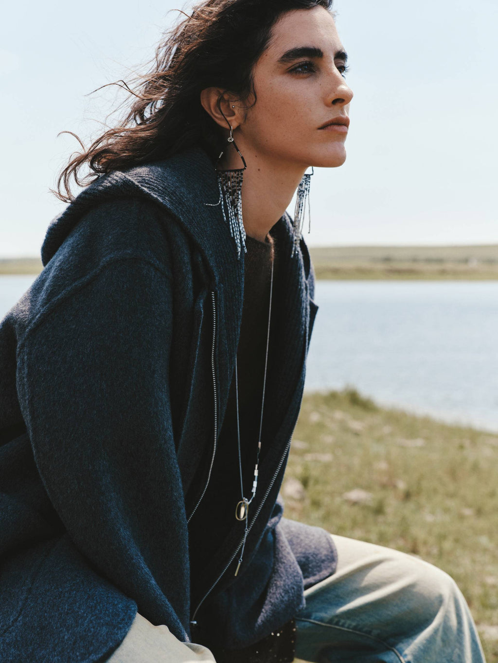 Wool Blend Hooded Coat