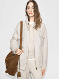 Wool Blend Zipper Coat