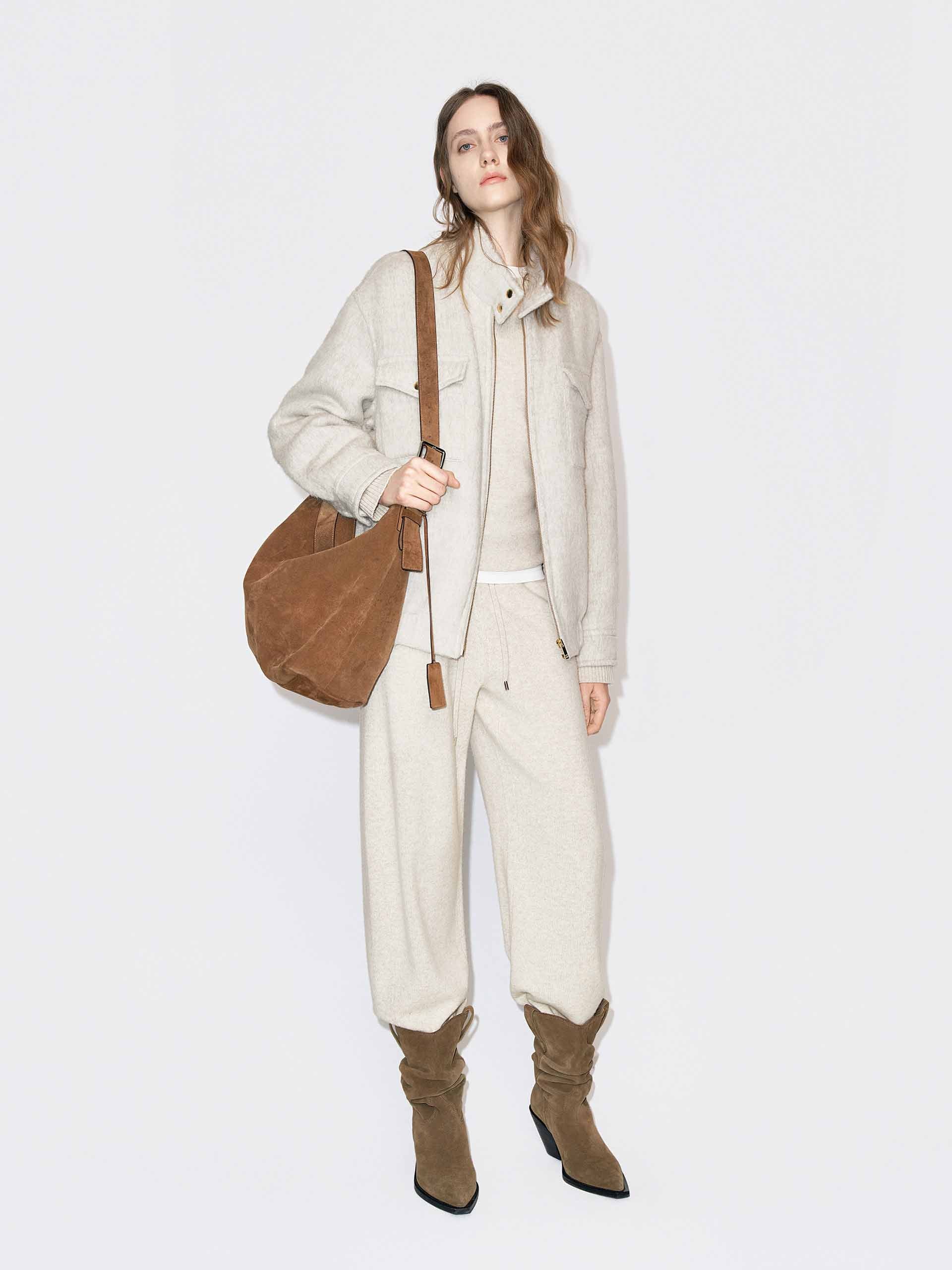 Wool Blend Zipper Coat