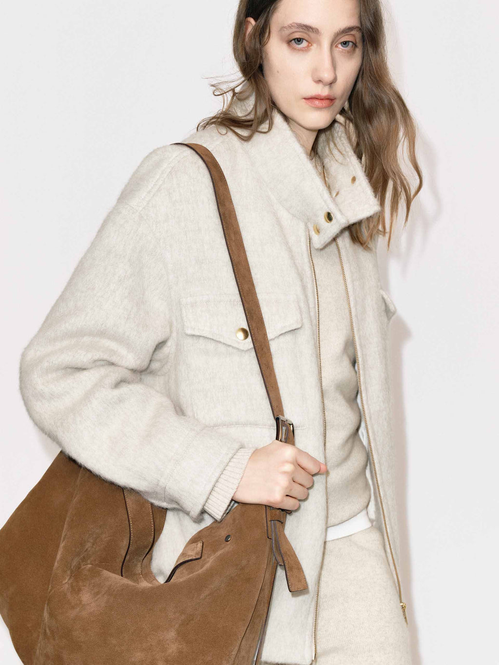 Wool Blend Zipper Coat