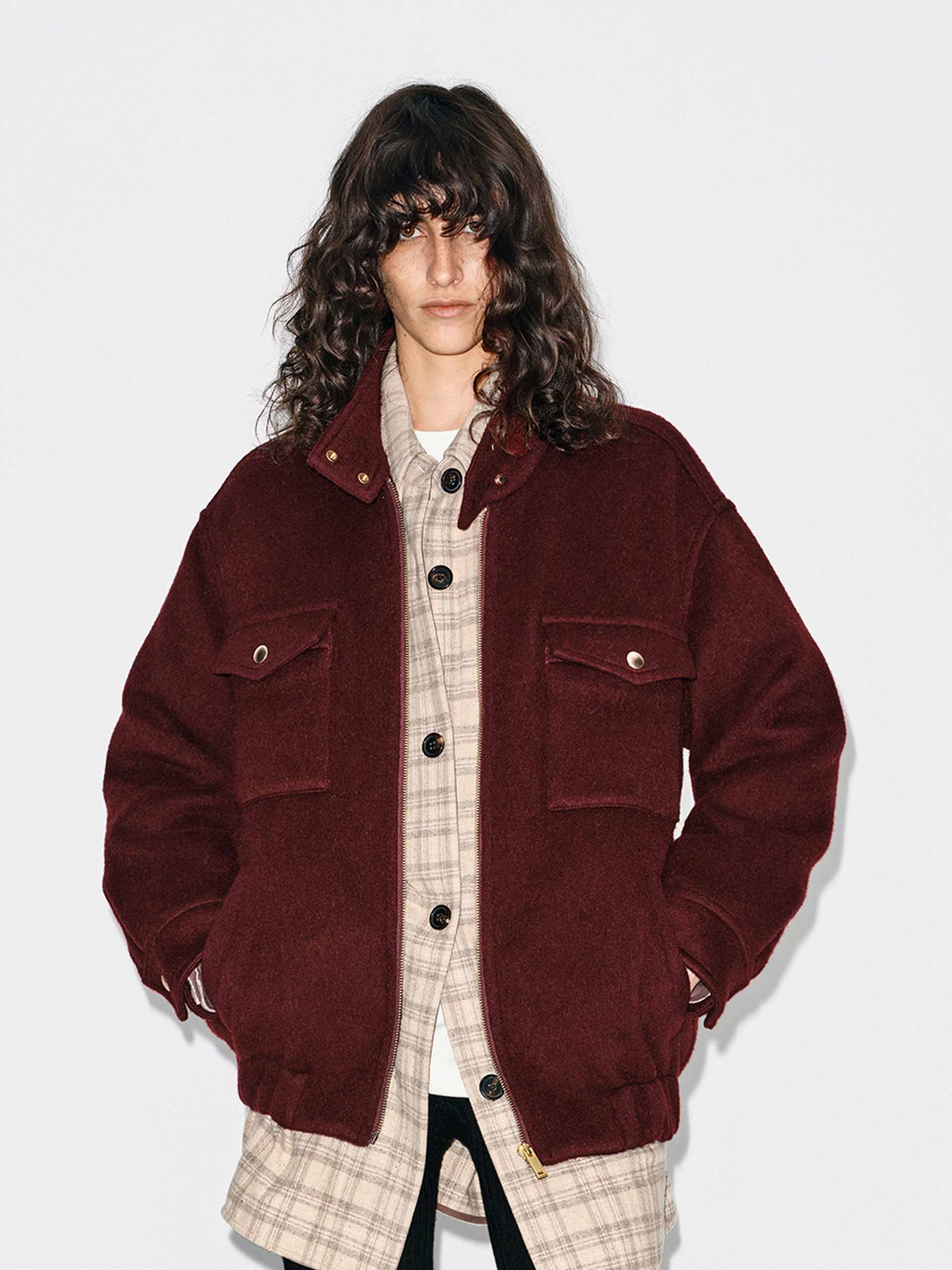 Wool Blend Zipper Coat
