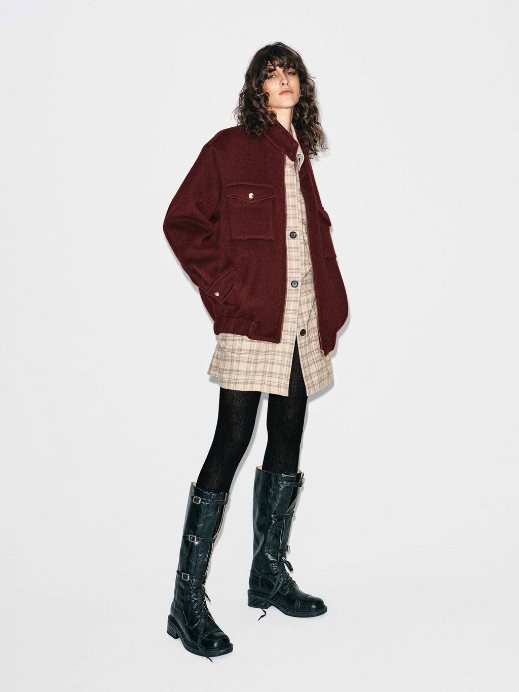 Wool Blend Zipper Coat