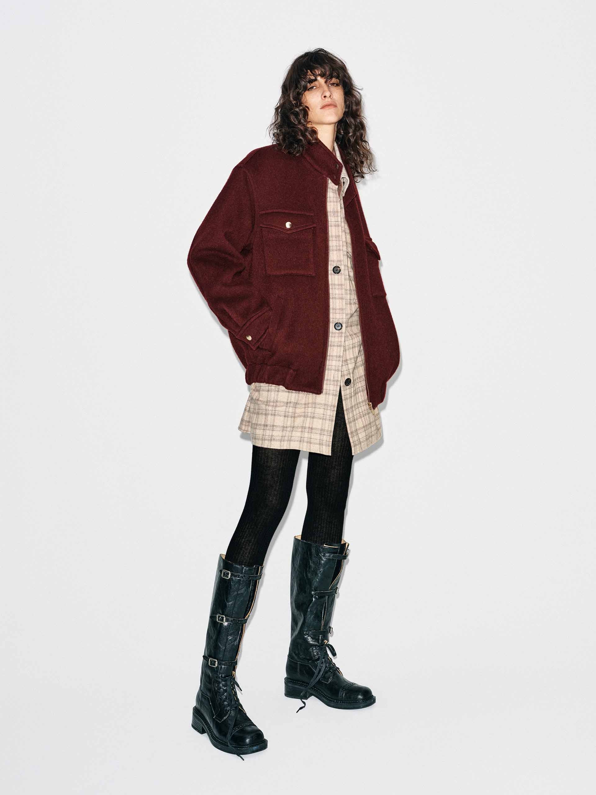 Wool Blend Zipper Coat