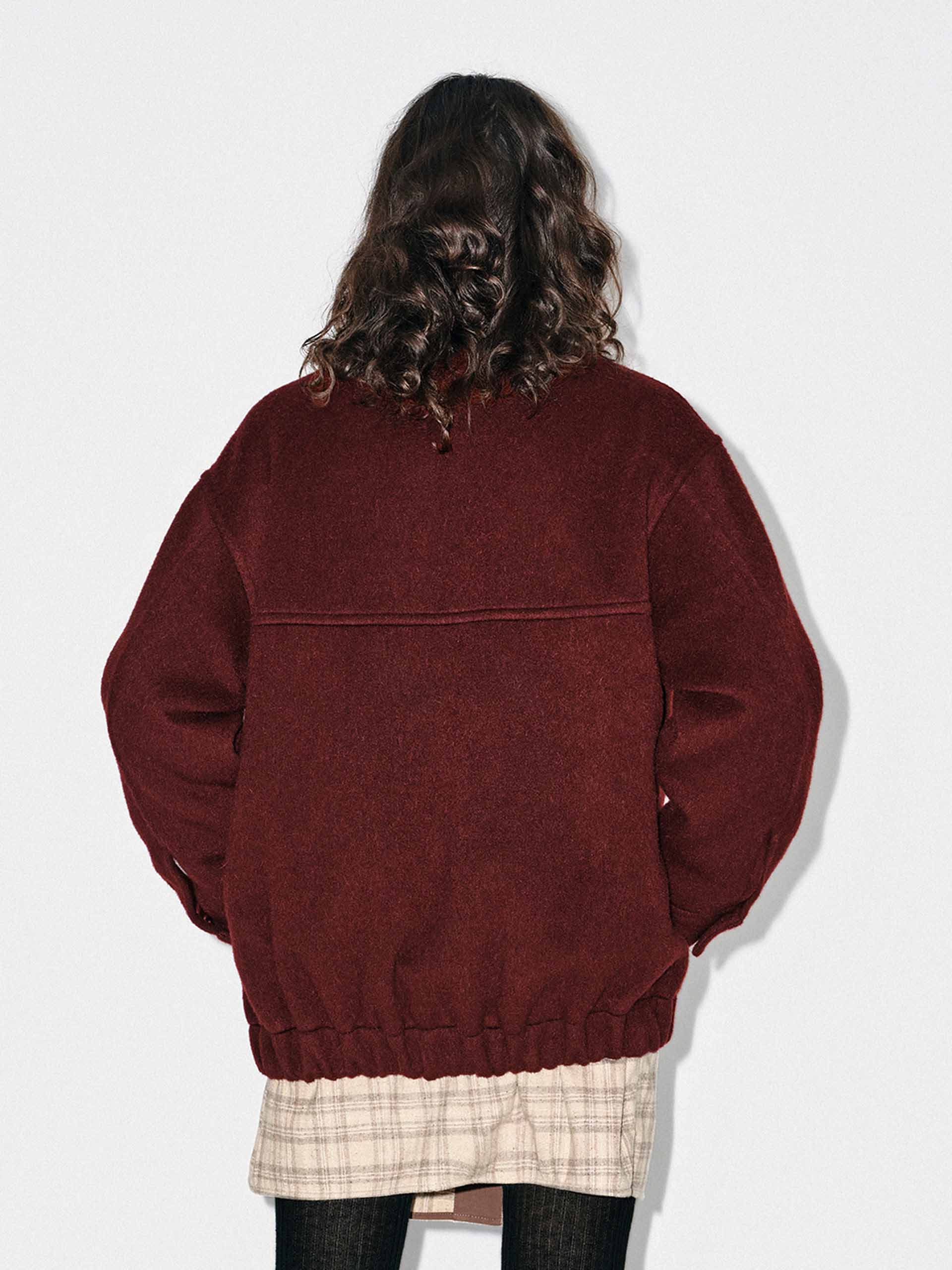 Wool Blend Zipper Coat