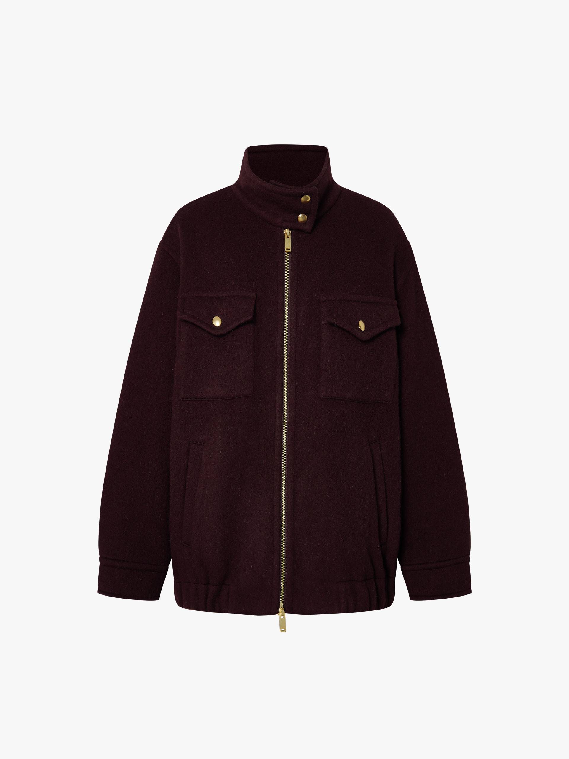Wool Blend Zipper Coat